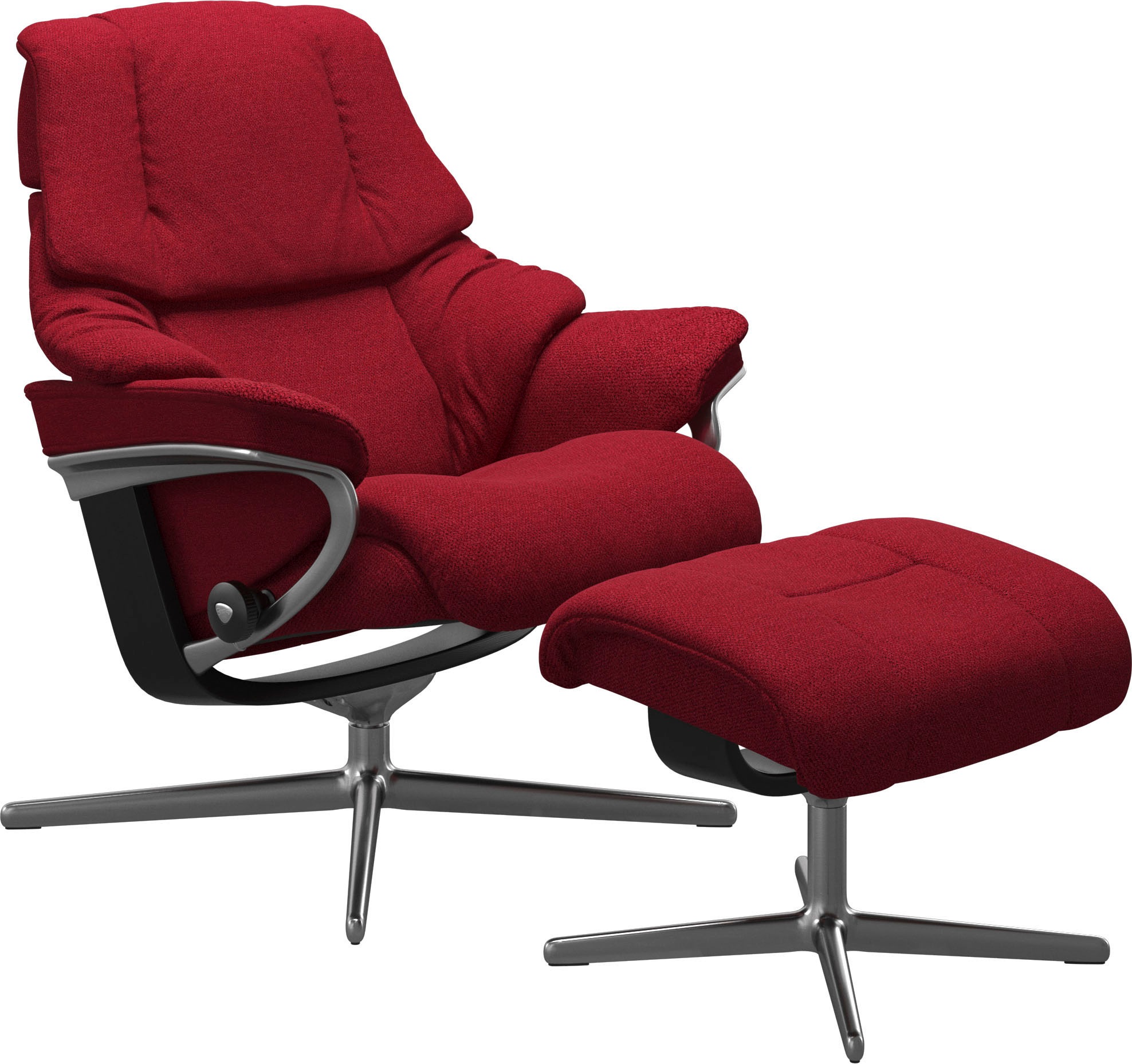 Stressless® Relaxsessel »Reno«, (Set, Relaxsessel mit Hocker), mit Hocker, mit Cross Base, Größe S, M & L, Holzakzent Schwarz