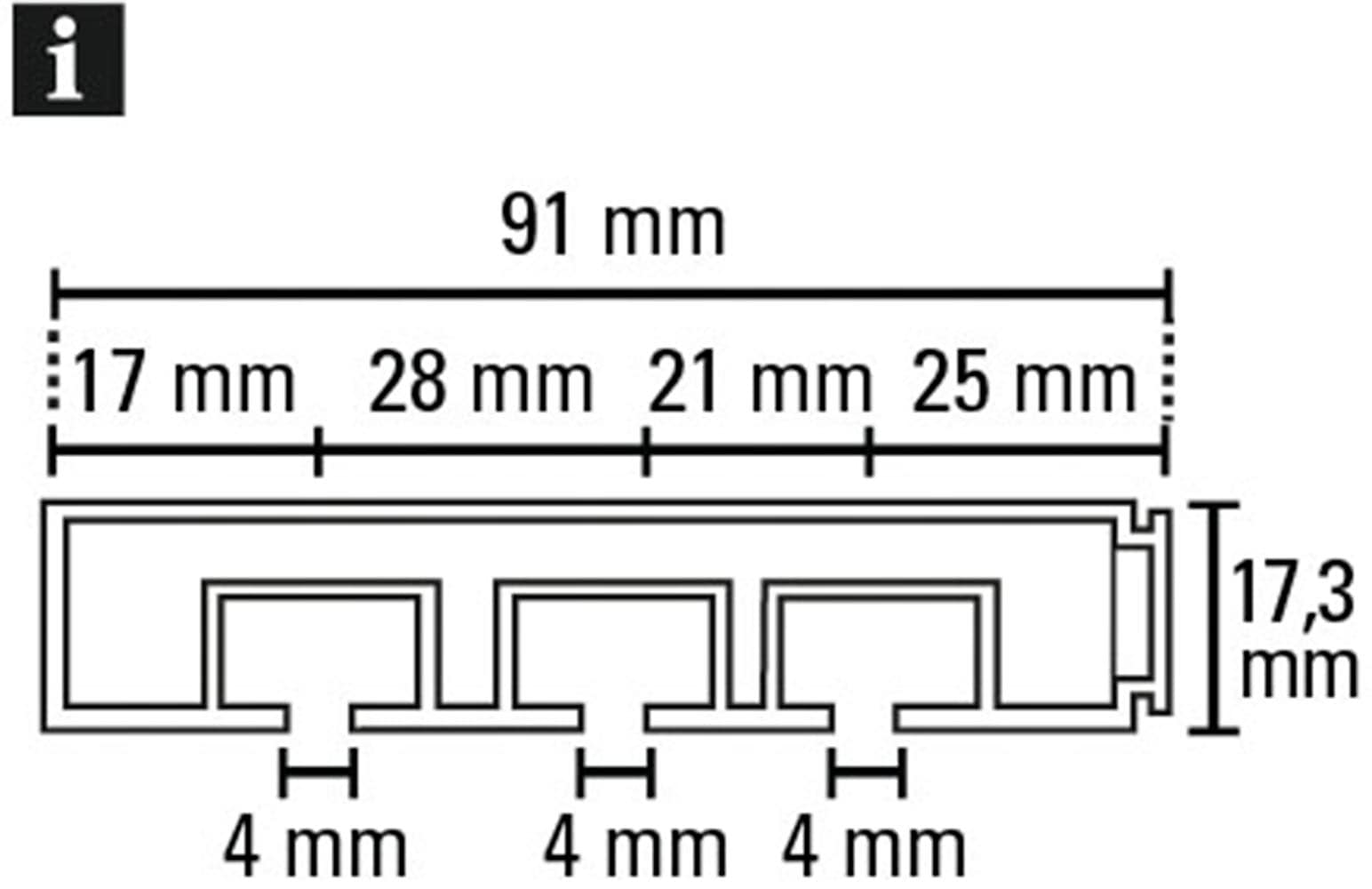 GARDINIA Vorhangschiene »Vorhangschiene GE mit Profil für Blendenbefestigung«,  1 läufig-läufig, mit Bohren, Holz, gebohrt für Deckenmontage | BAUR