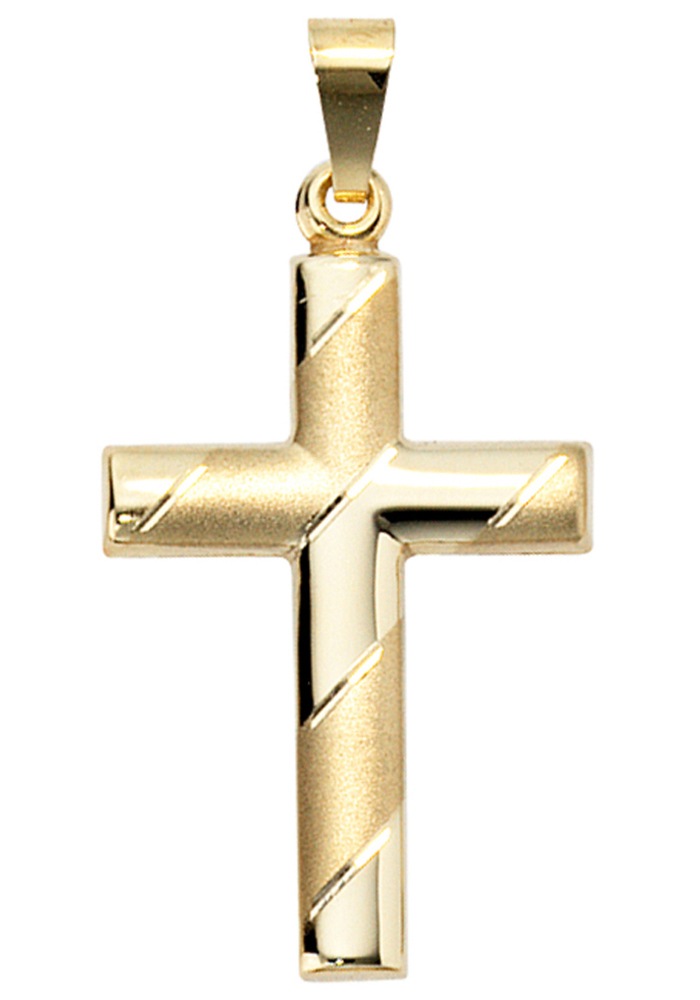 JOBO Kreuzanhänger »Anhänger Kreuz«, 333 Gold diamantiert online bestellen  | BAUR