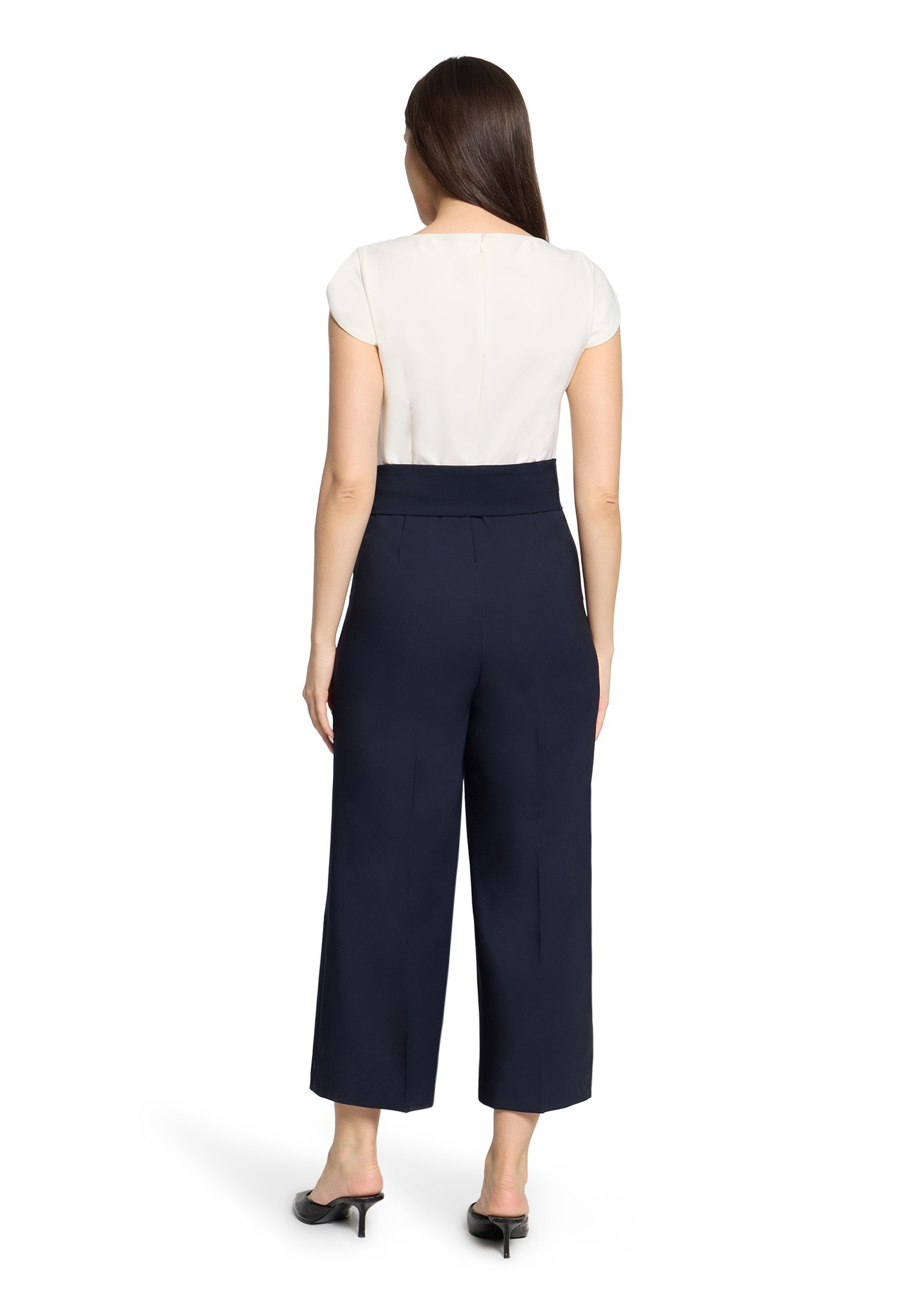 Overall BETTY BARCLAY "Damen mit Eingrifftaschen", Damen, Gr. 42, Normalgrößen, patch dunkelblau, cream, Obermaterial: 86% Polyester, 14% Elasthan, figurumspielend, Rundhals, Overalls Overall 3