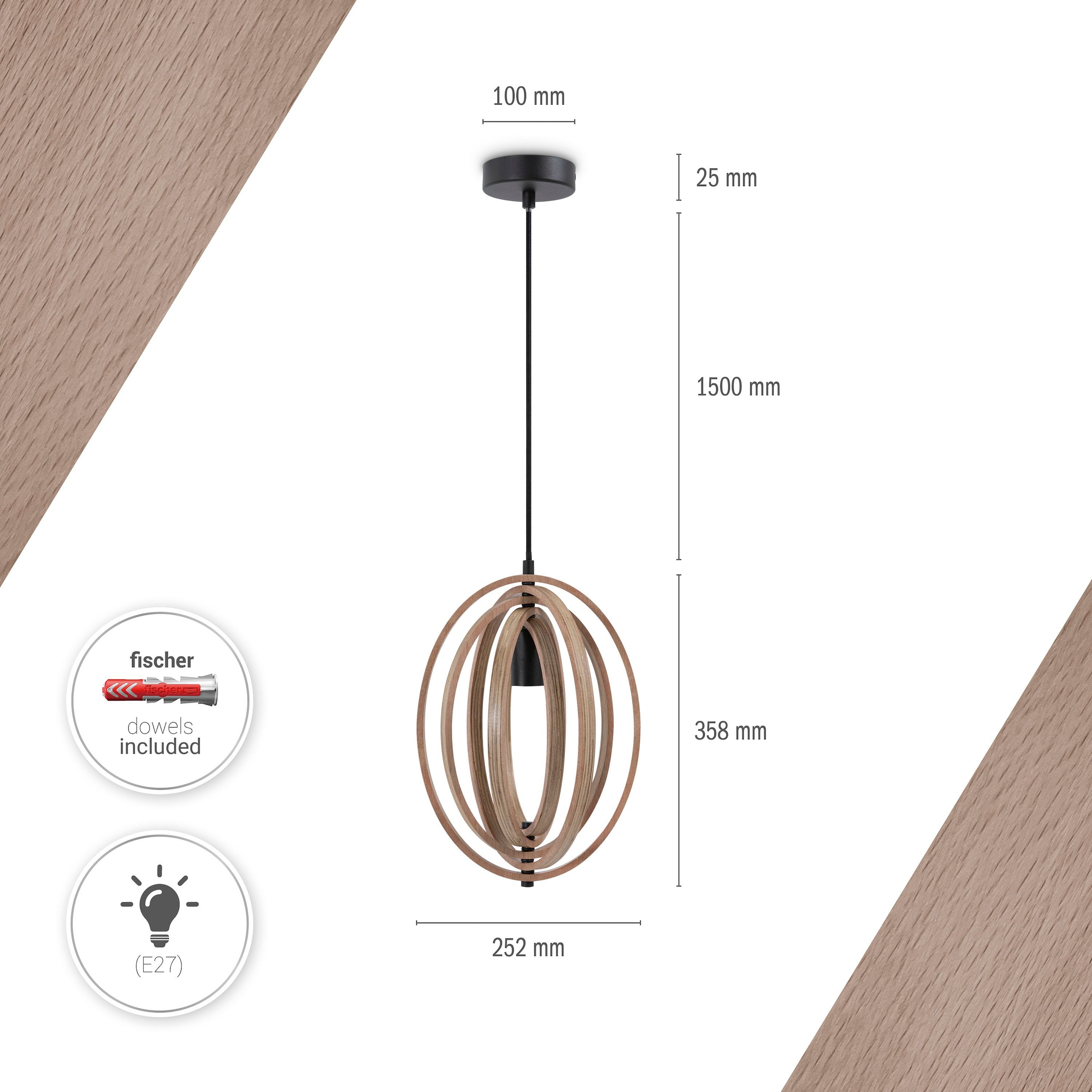 Paco Home Pendelleuchte »BARRY M«, 1 flammig, Leuchtmittel E27 | ohne Leuchtmittel