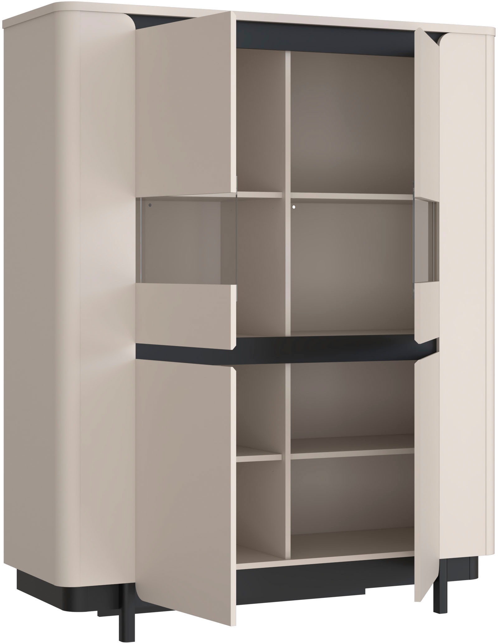 FORTE Vitrine »Vodol«, Highboard, Glatüren, abgerundete Kanten