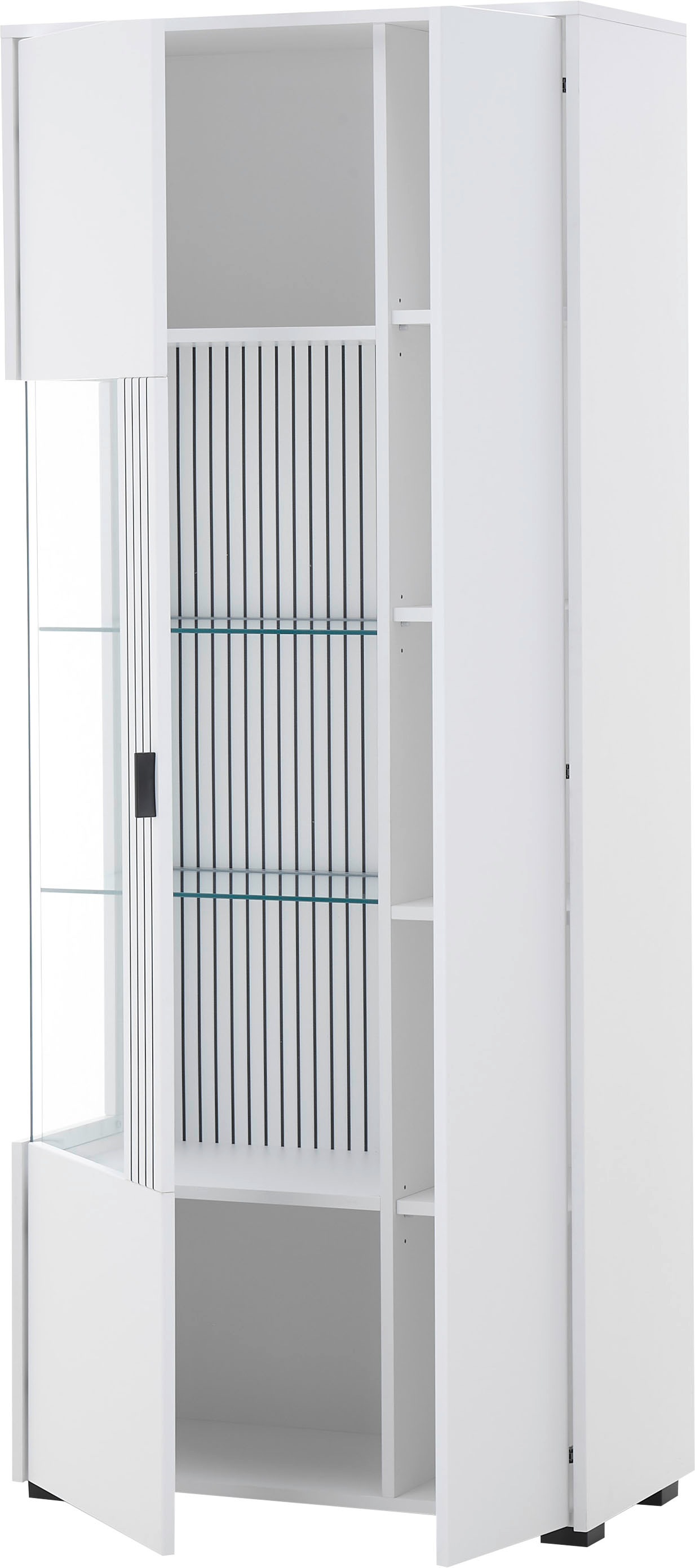 INOSIGN Vitrine »Hudson, Stauraumvitrine«, in moderner Trendfarbe, Griffe aus Metall (Schwarz), Höhe 180 cm