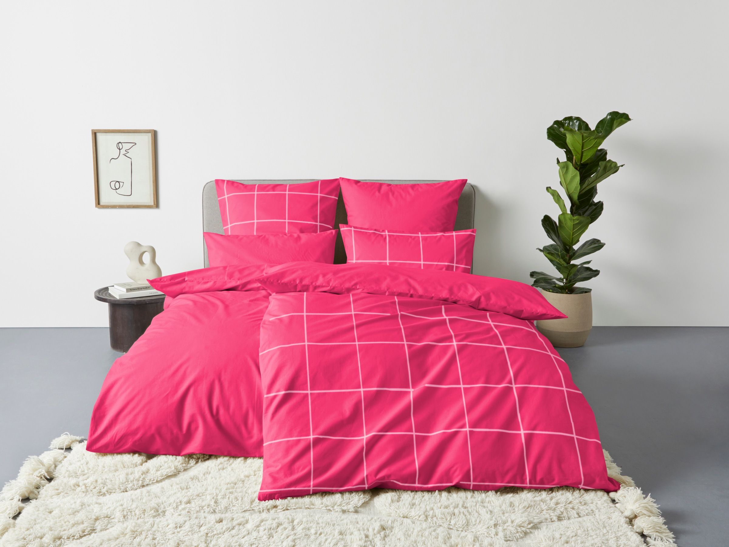 OTTO home Bettwäsche "Nature" 2 Stk. Bettwäsche in unregelmäßigem Karo-Must günstig online kaufen