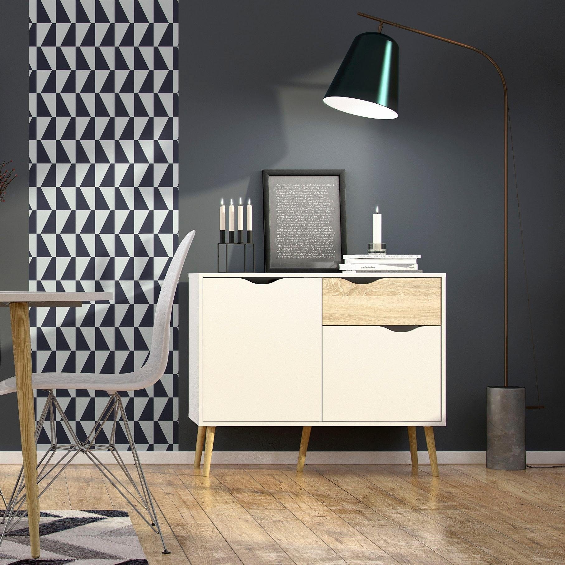 Home affaire Sideboard "Oslo Aufbewahrung, Schubladenschrank" Kommode mit 2 Türen, 1 Schublade, Breite 99 cm, Höhe 81 cm