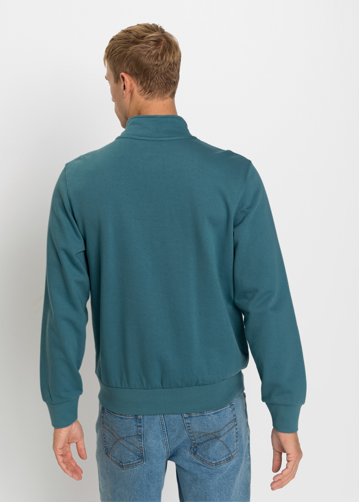 bonprix Sweatshirt »Sweatshirt mit Troyerkragen«, mit Stehkragen mit kurzem Reißverschluss, Regular Fit, unifarben
