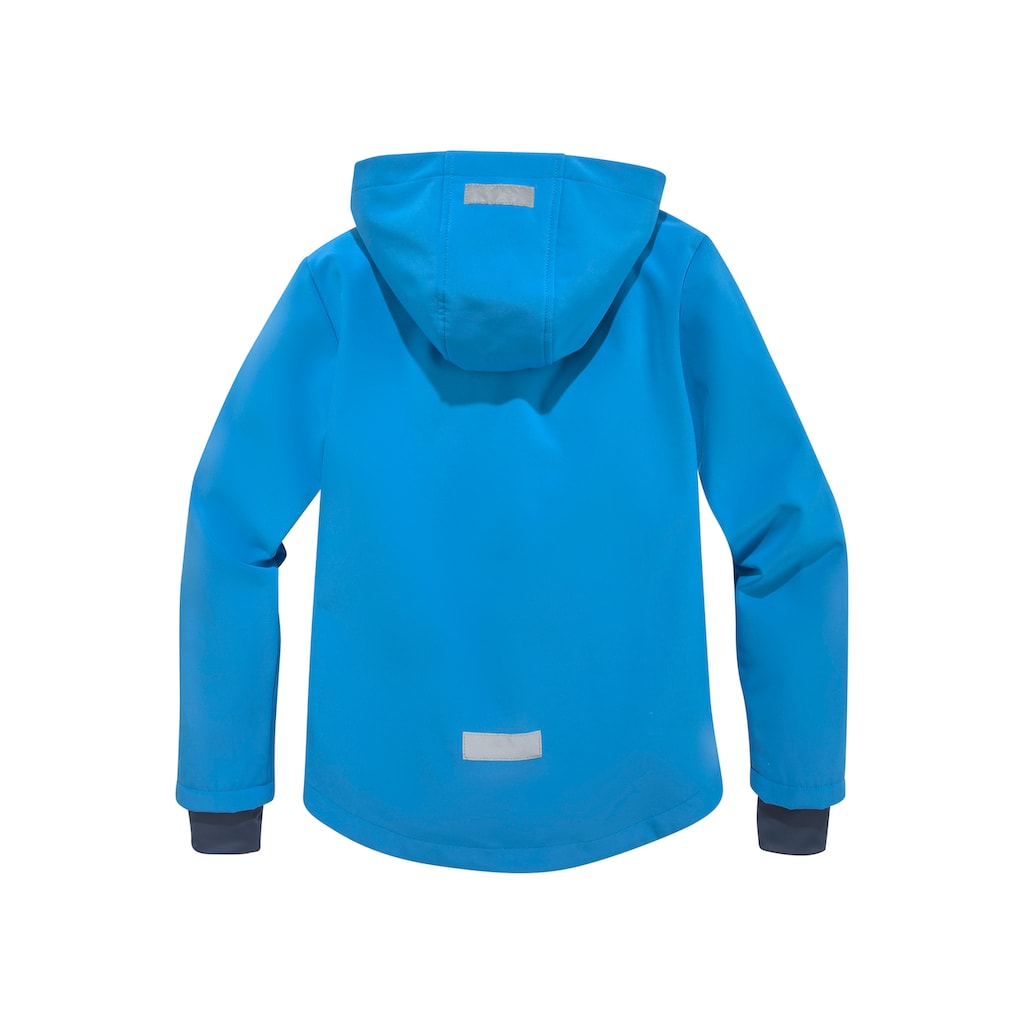 KIDSWORLD Softshelljacke »mit kontrastfarbenen Details«, mit Kapuze, und Reflektoren