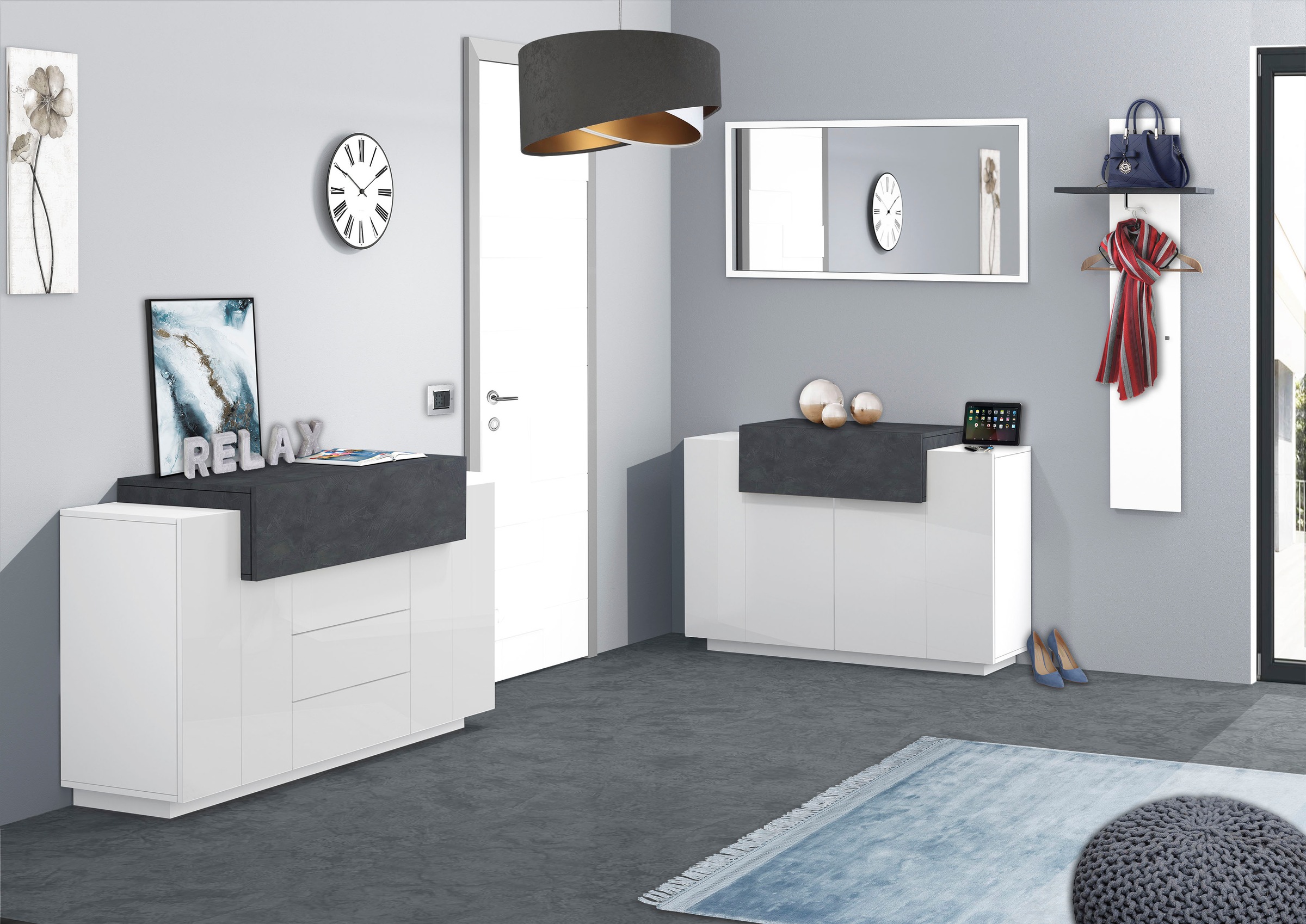 INOSIGN Kommode »Coro, Kommode, Schrank, Kredenz, grifflos«, 1 Klappe,2 Türen,3 Schubkästen Doppeltiefe Hochglanz Front Breite 160