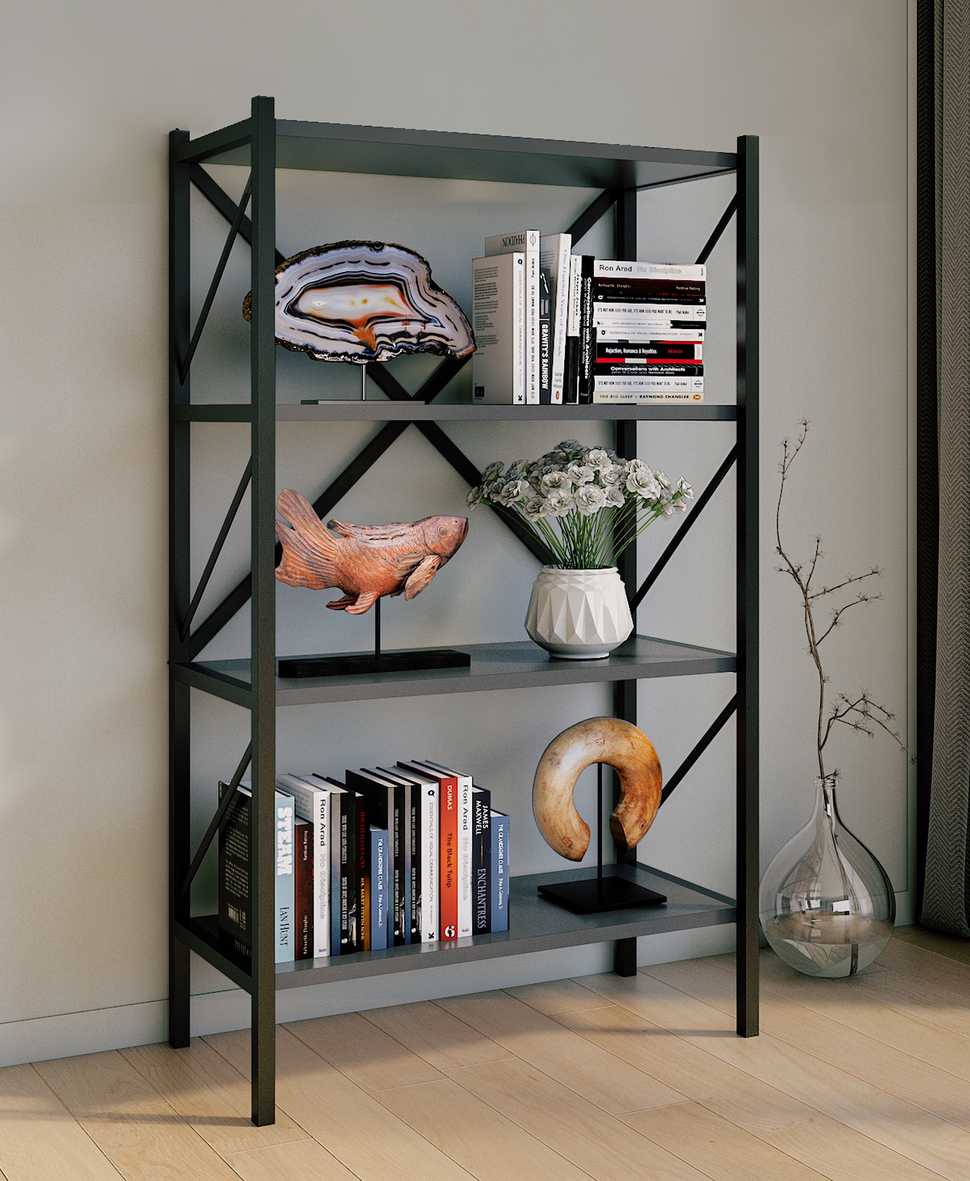 VCM Standregal »Holz Metall Stand Regal Büro Bücher Insasi 4fach«