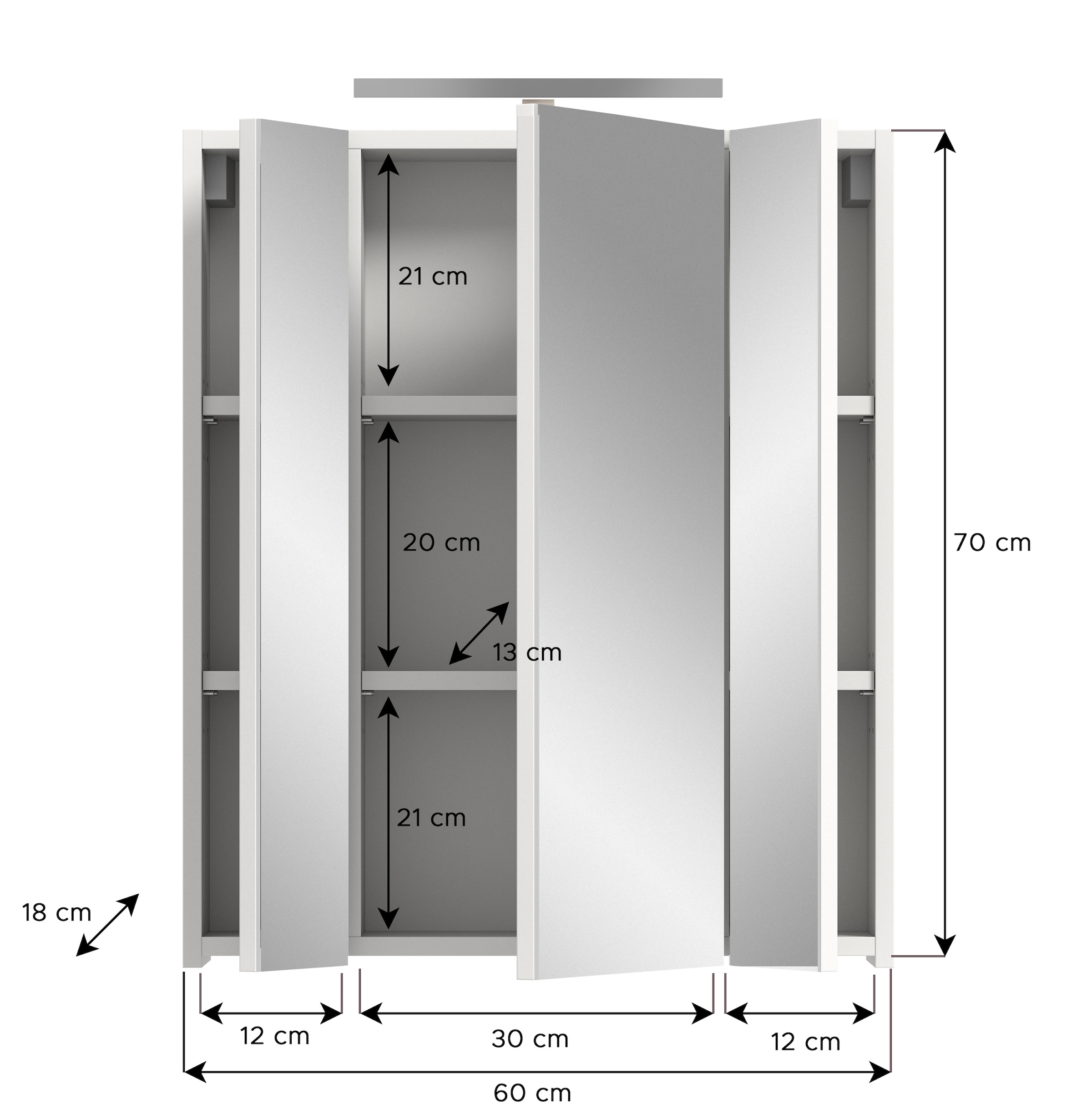 INOSIGN Spiegelschrank, (2 St.), Florenz, Spiegelschrank inkl. Beleuchtung, 3-Türig