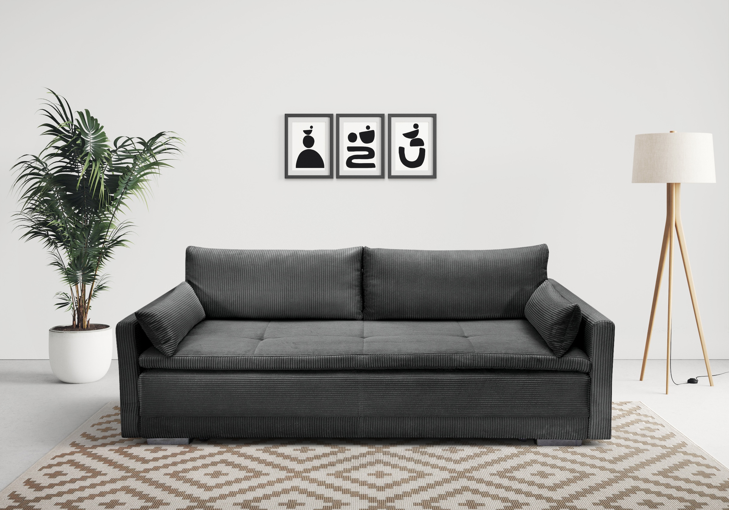 Home affaire Schlafsofa "Andrea, B: 218 cm, Liegel. 158x198 cm" Schlaffunktion & Bettkasten, Dauerschlafsofa mit Boxspring