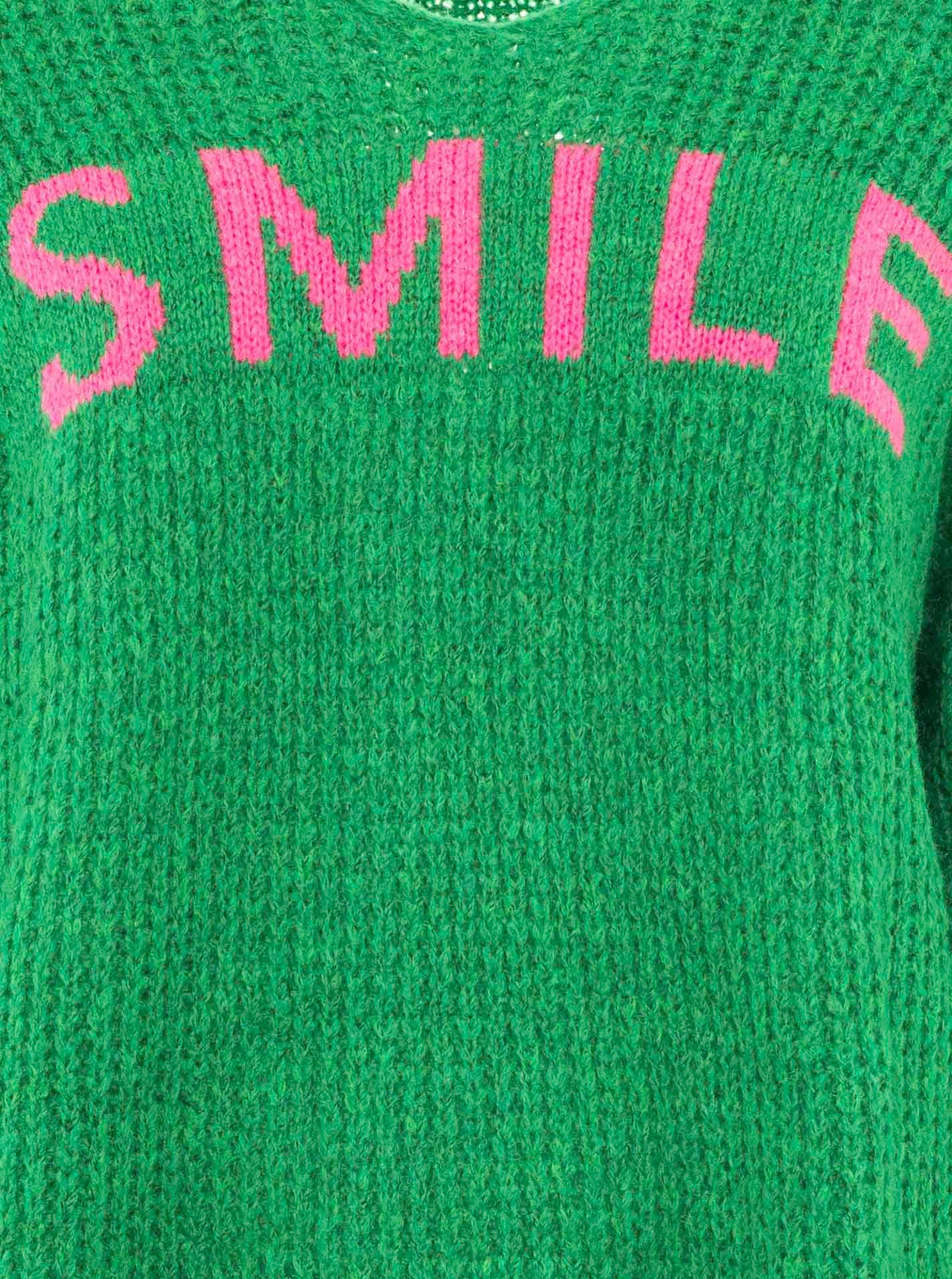 Zwillingsherz Strickpullover »"Smile"« Langarm, One Size, V-Ausschnitt, Neon-Details, Schriftzug