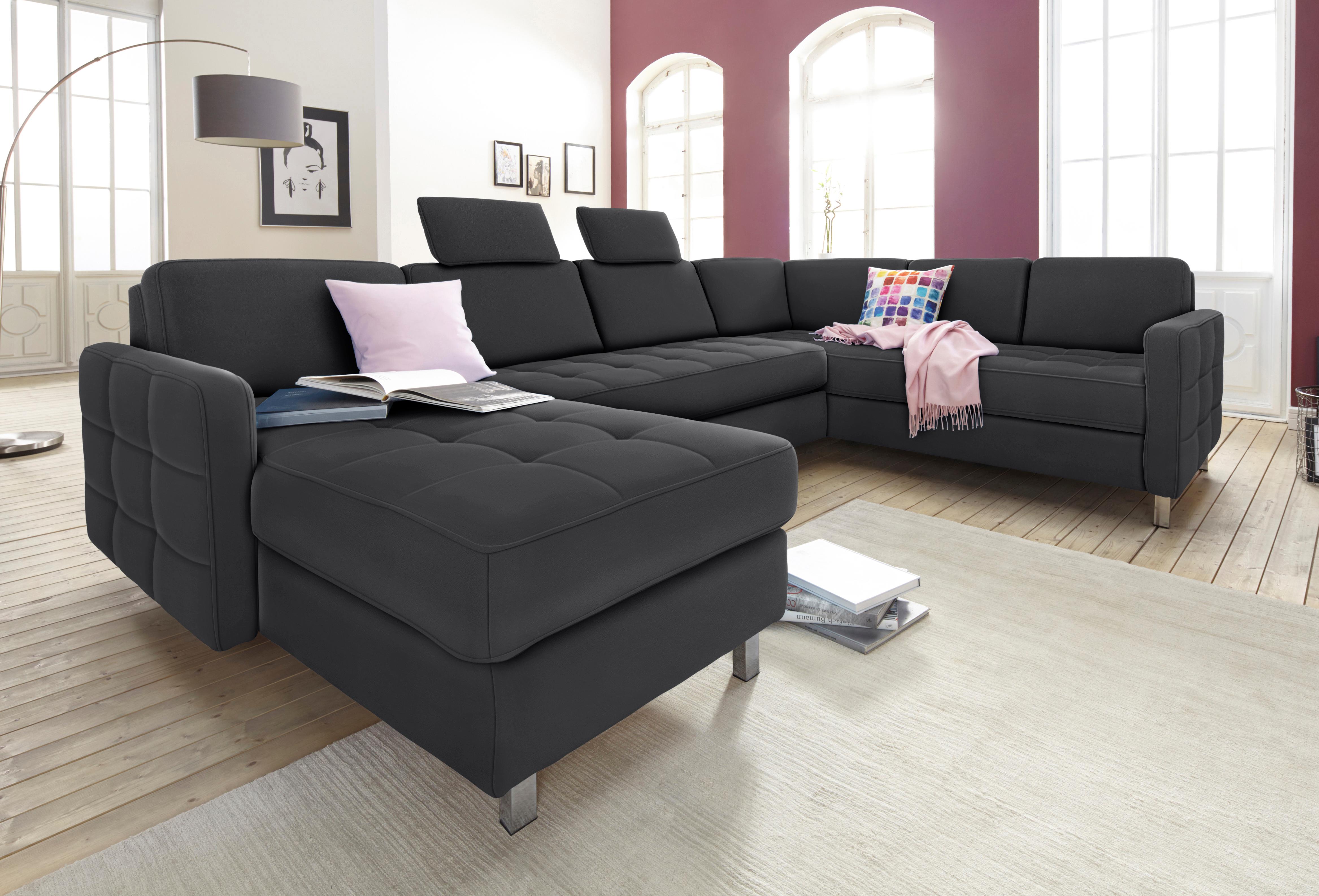 sit&more Wohnlandschaft "Pablo U-Form, B: 292cm, inkl. 2 Kopfstützen" wahlweise mit Schlaffunktion und Bettkasten