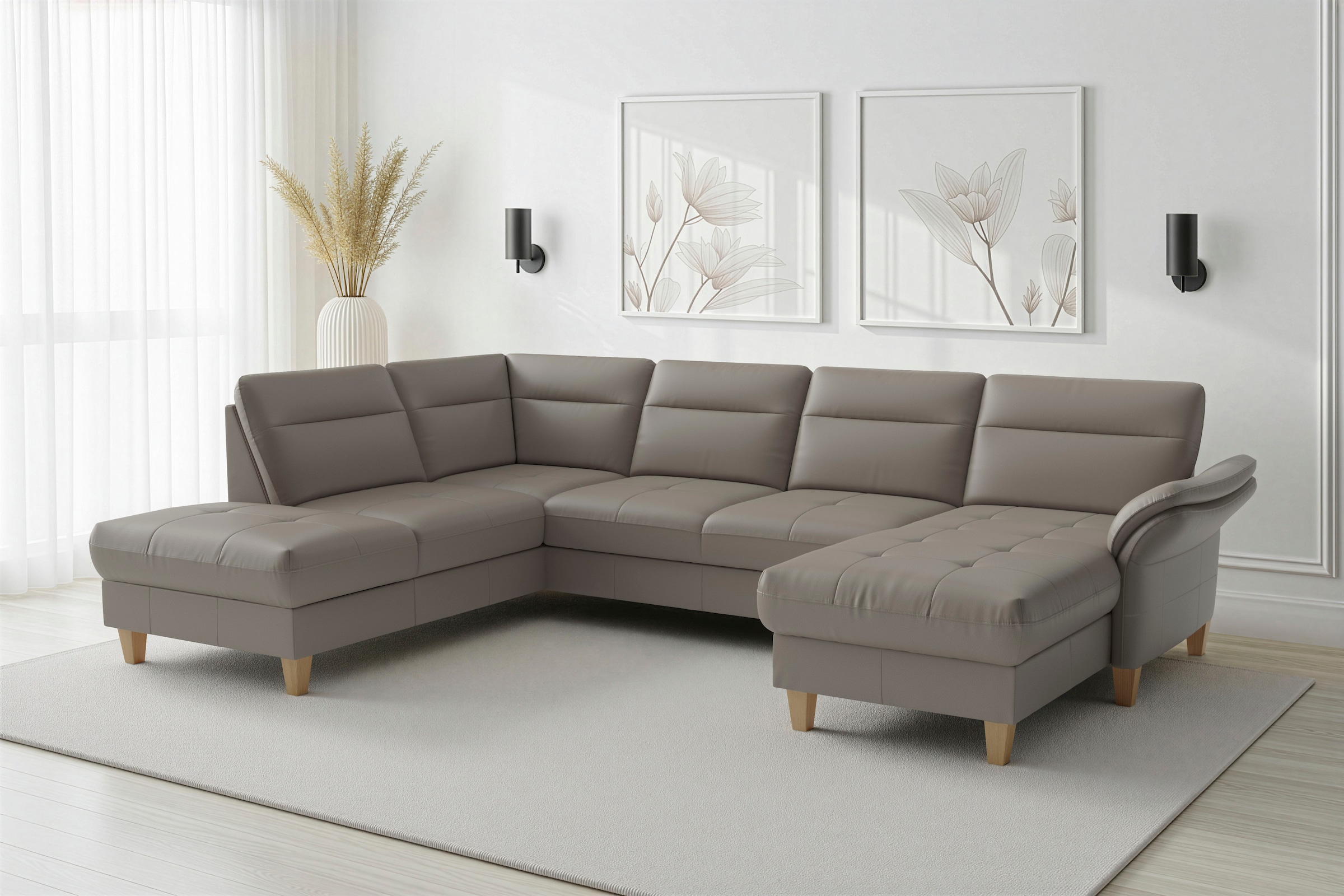 sit&more Wohnlandschaft "Pamela U-Form, B: 292 cm, optional Schlaffunktion & Bettkasten, Leder"