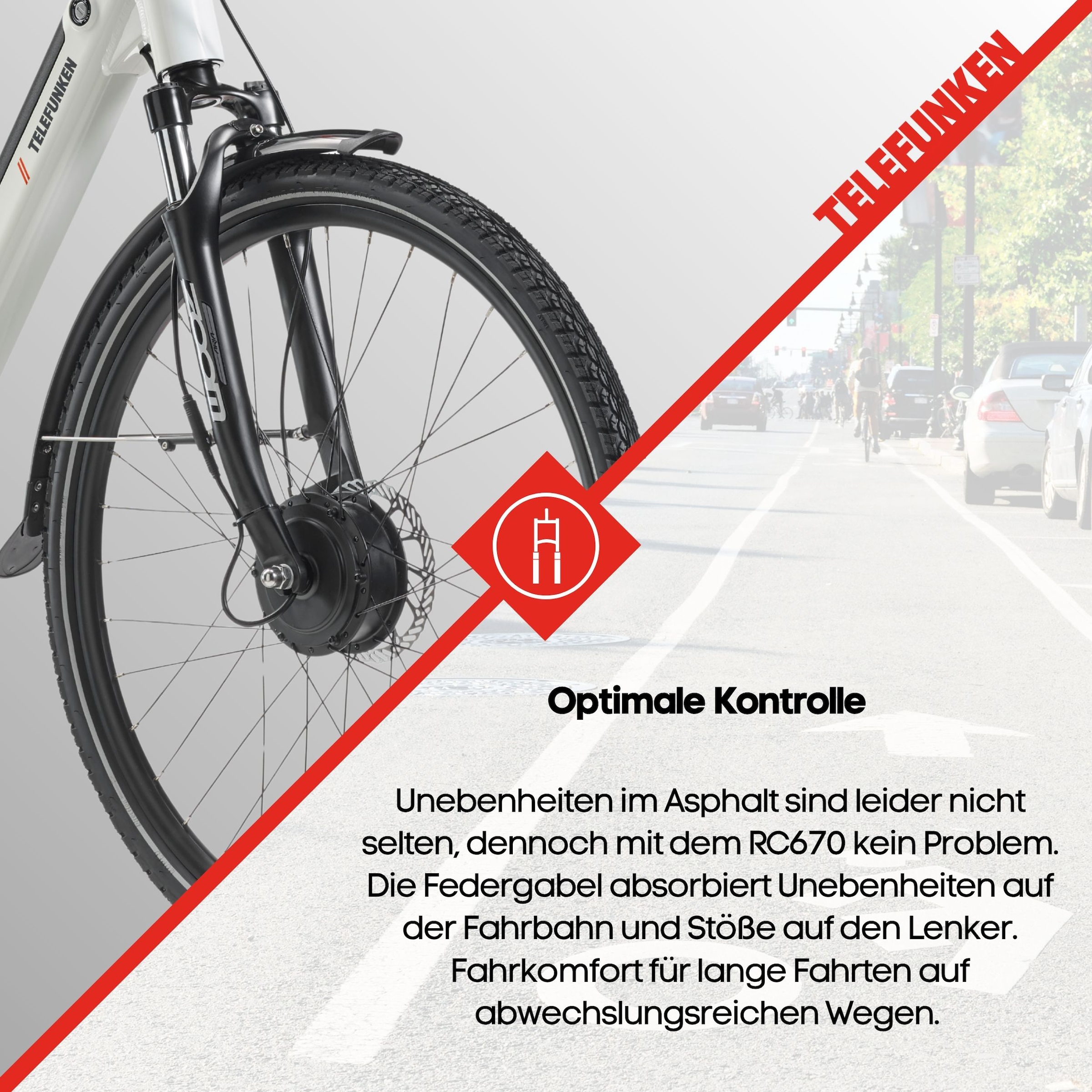 Telefunken »Multitalent RC670« 7 Gang Shimano TY300D Schaltwerk Kettenschaltung Frontmotor 250 W Pedelec, Elektrofahrrad, Damen u. Herren, Scheibenbremsen, 28 Zoll
