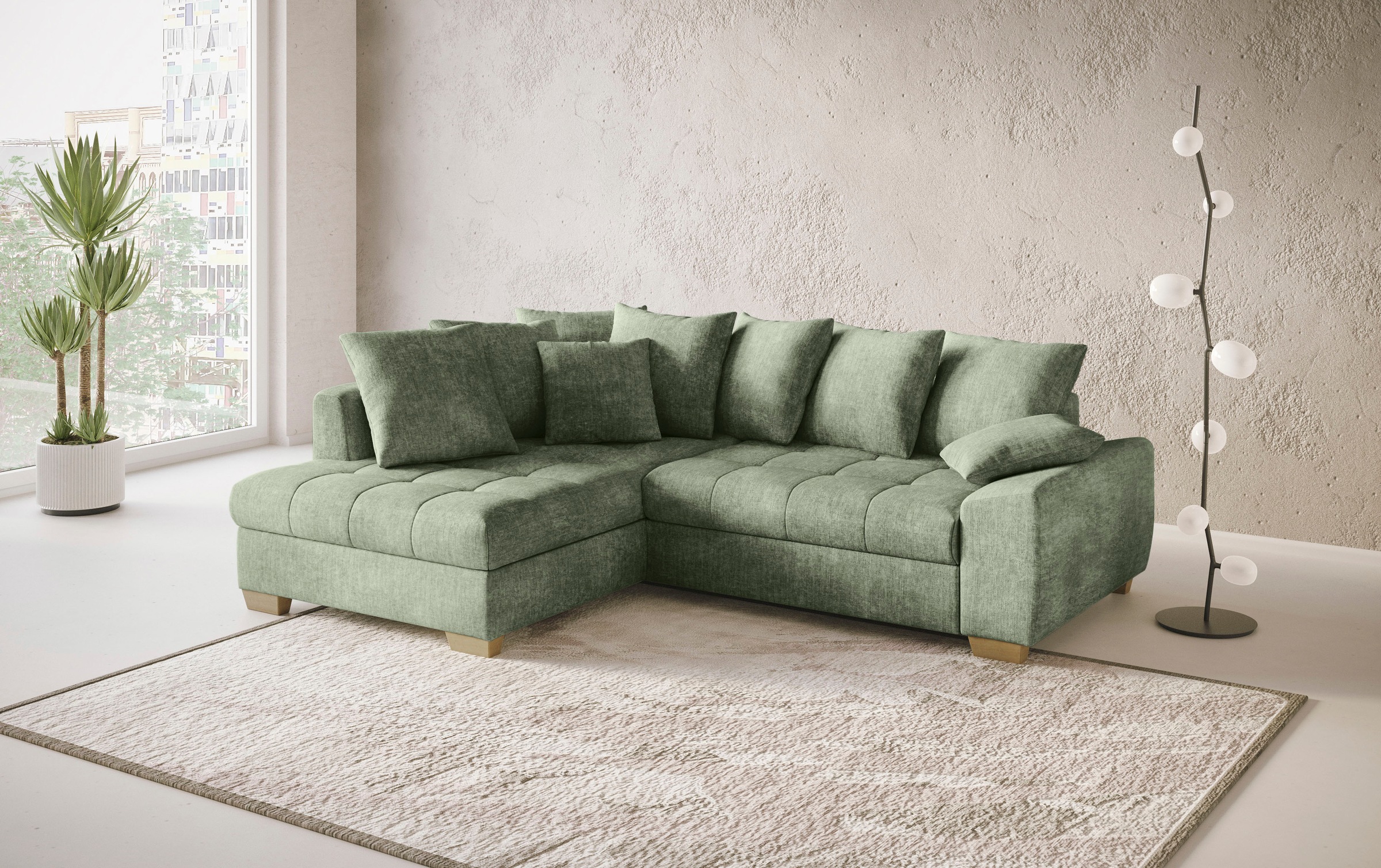 Mr. Couch Ecksofa »Nikita II, L-Form, bis 140kg pro Sitzplatz belastbar«, mit Kaltschaumpolsterung, wahlweise mit Bett und Bettkasten