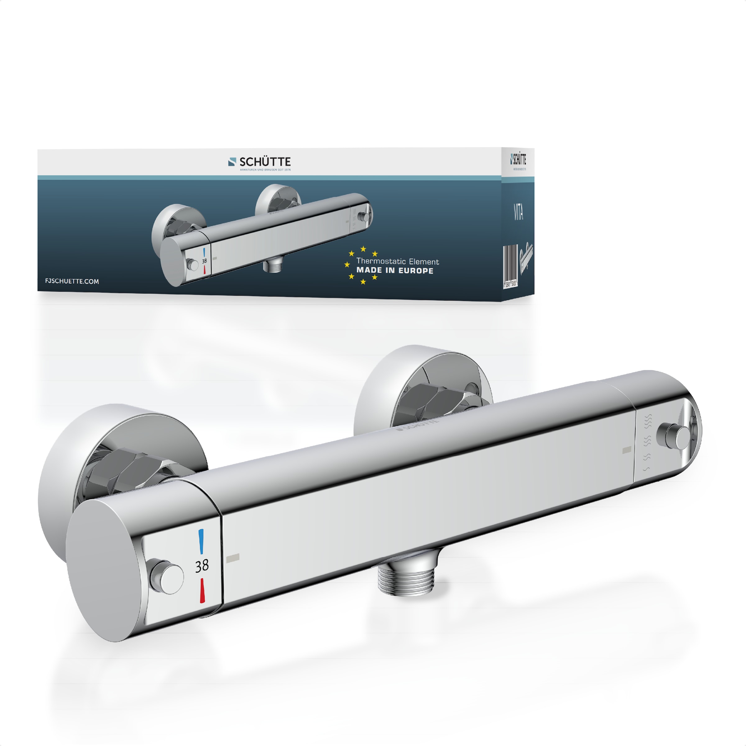 Schütte Brausethermostat "VITA" wassersparende Eco-Stopp-Funkt., Sicherheitssperre, innovative Kühlung