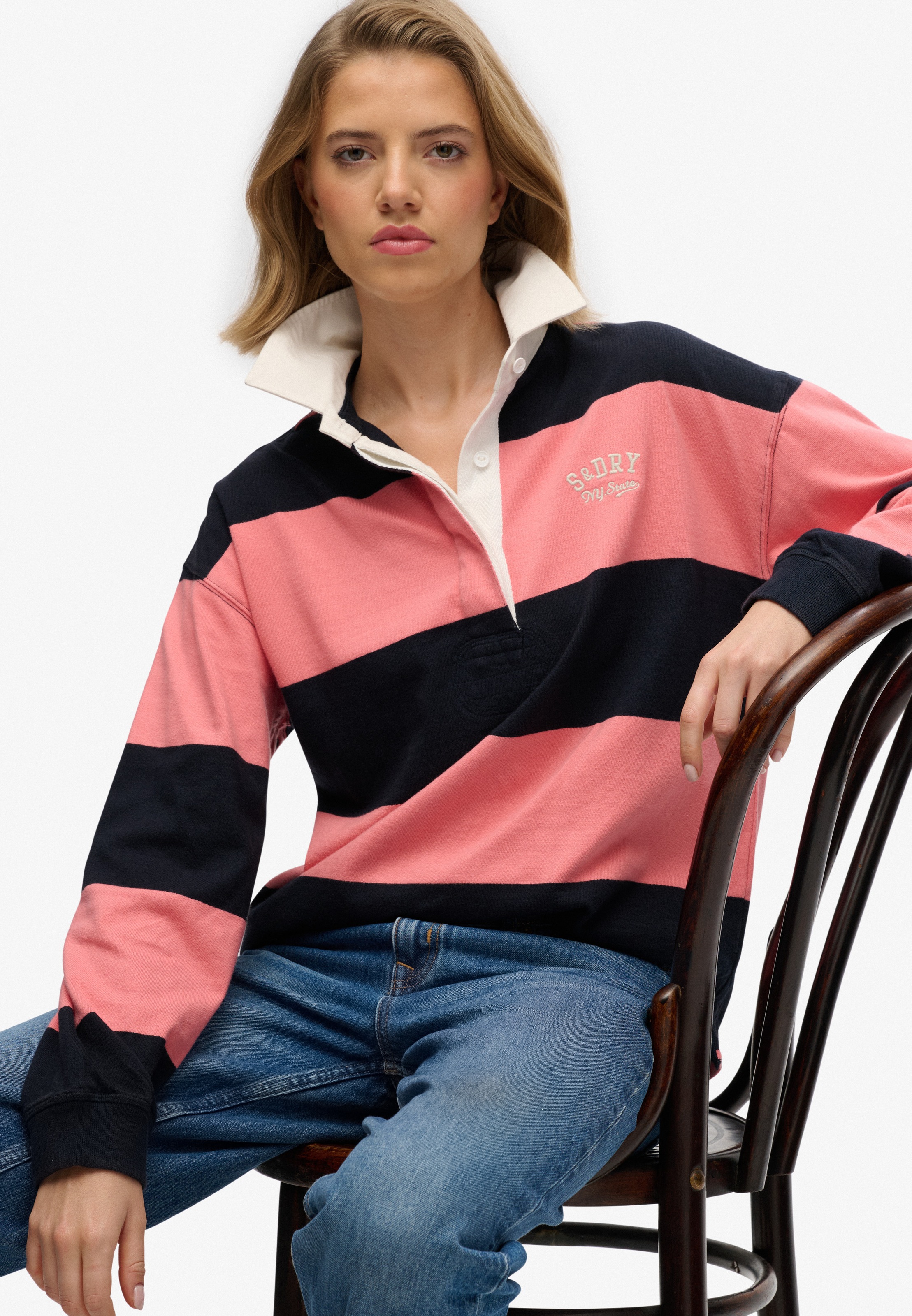 Superdry Langarm-Poloshirt "HERITAGE STRIPE RUGBY TOP" günstig online kaufen