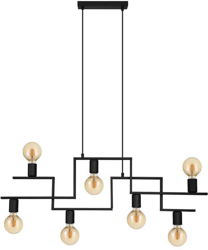 "EGLO Hängeleuchte ""FEMBARD Pendellampe, Wohnzimmerlampe, E27, IP20, Vintage, Stahl, Lampe"", schwarz, 7, H: 110cm, 1 Stk., Leuchten, Hängeleuchte