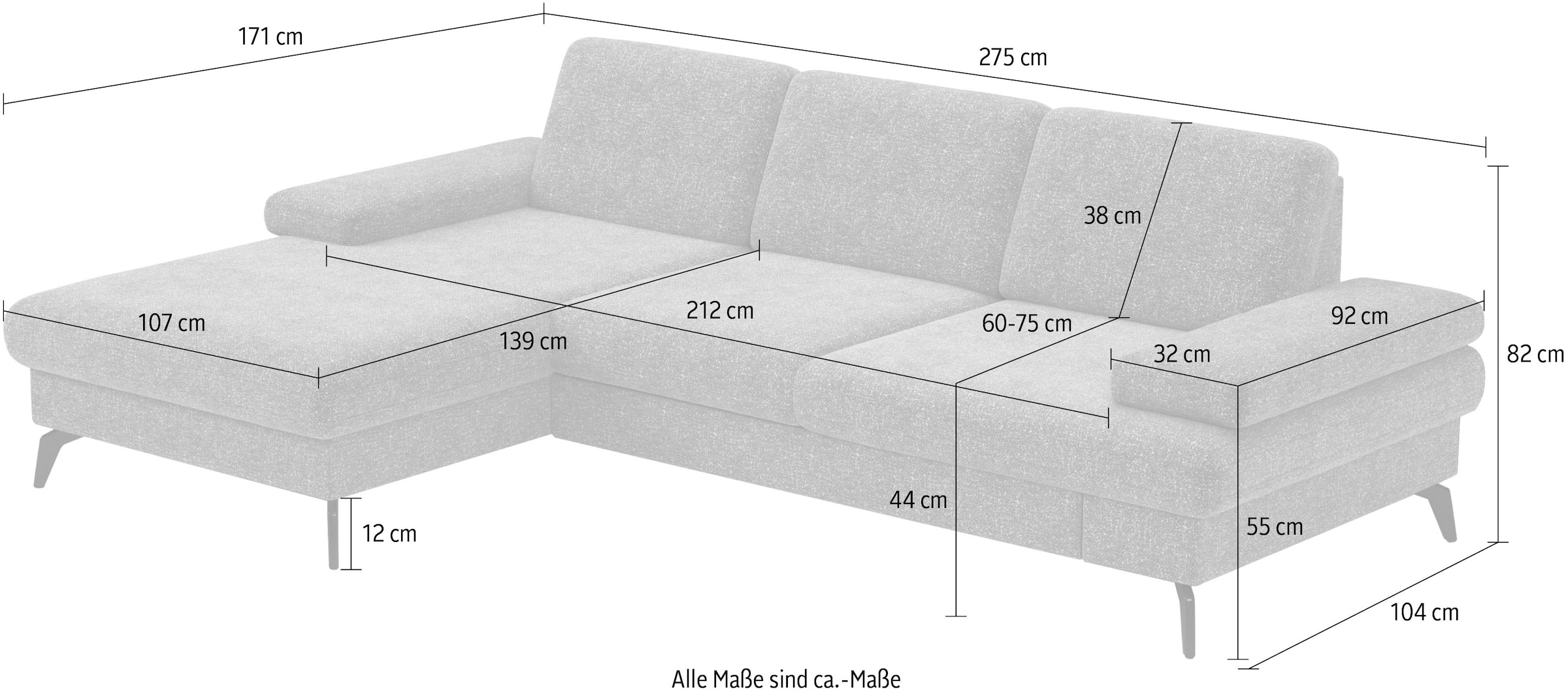 sit&more Ecksofa »Morris L-Form, inkl. Sitztiefenverstellung«, wahlweise mit Armteilverstellung, Bettfunktion & Bettkasten