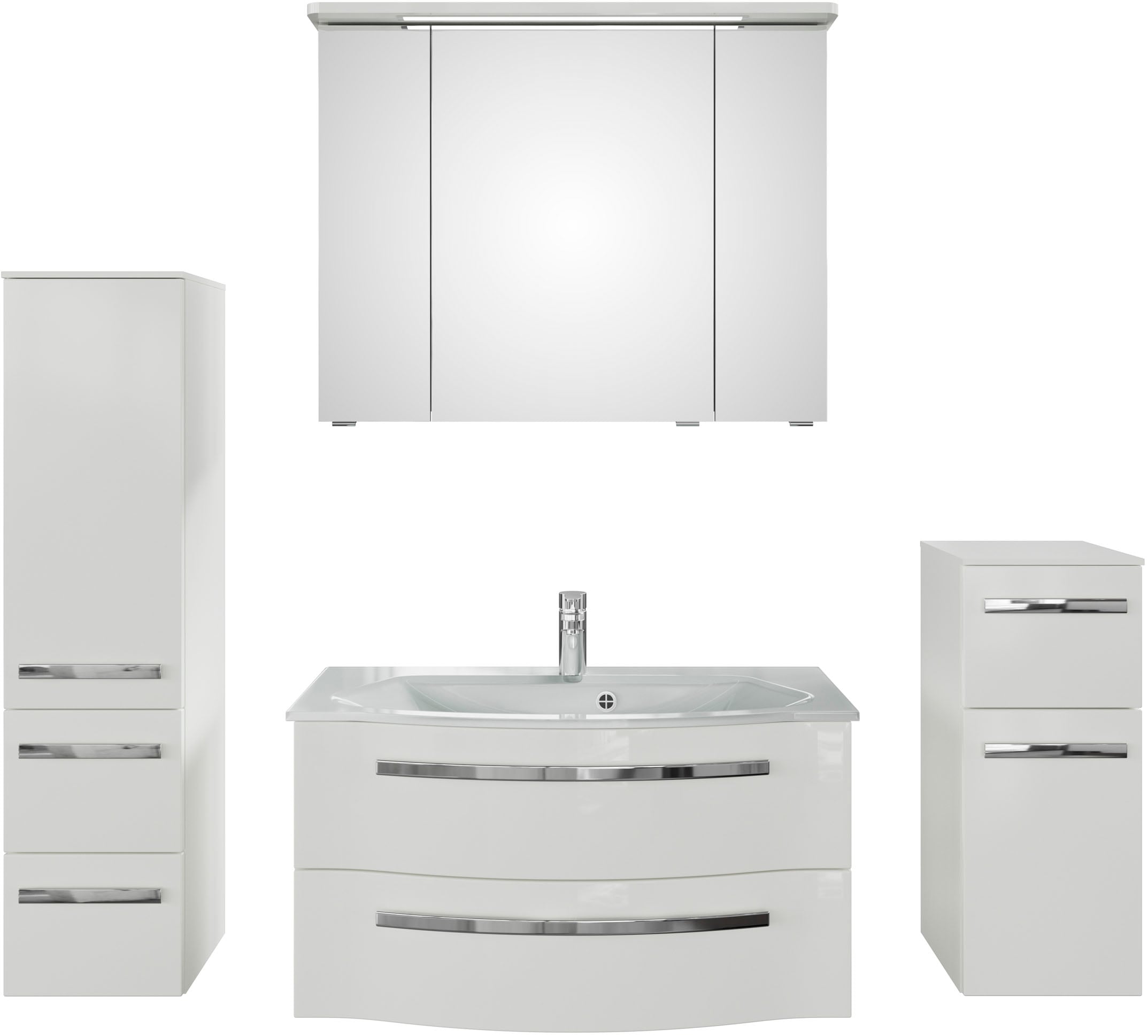 Saphir Badmöbel-Set "Serie 4005, vormontiert, Glaswaschbecken, Spiegelschra günstig online kaufen