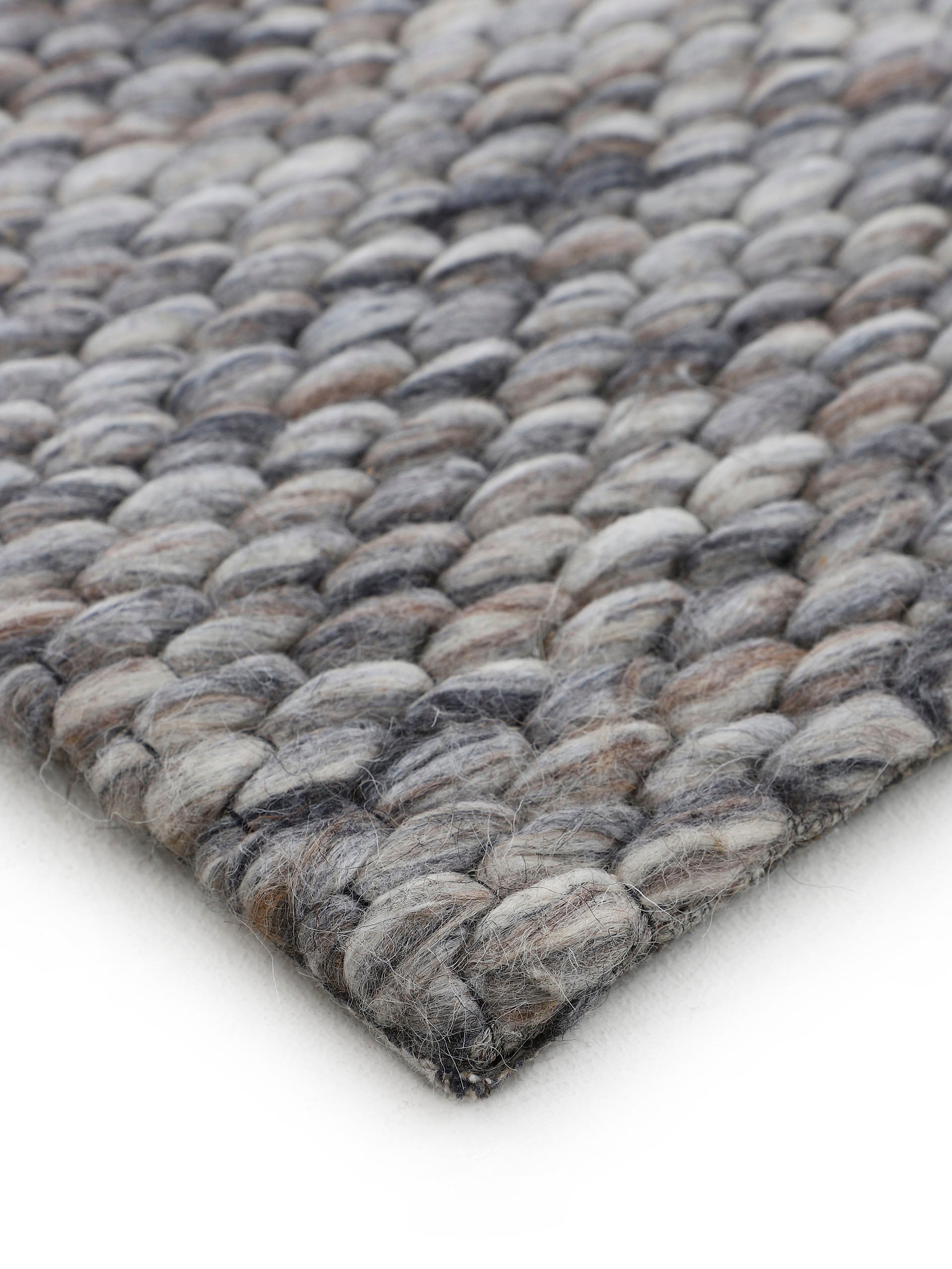 carpetfine Wollteppich »Sina«, rund, 14 mm Höhe, grobe Struktur, Zeitloses Design, reine Wolle, Wohnzimmer