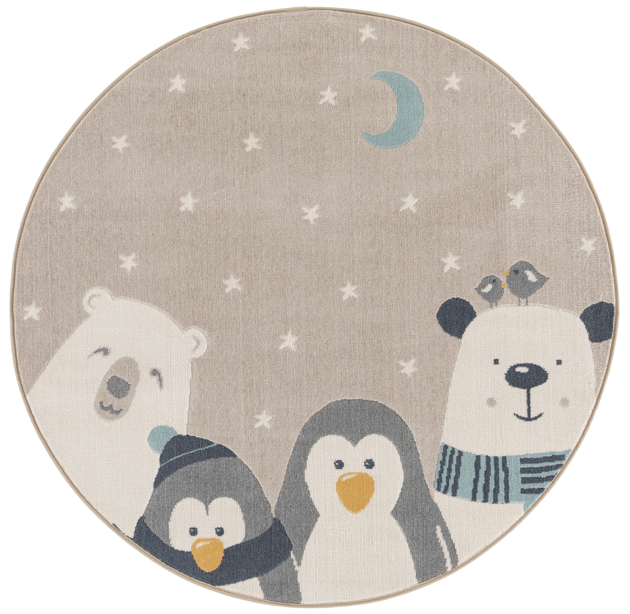 Primaflor-Ideen in Textil Kinderteppich »COCOON - Sternenfreunde«, rund, 6 mm Höhe, Kurzflor, Motiv Tiere & Sterne