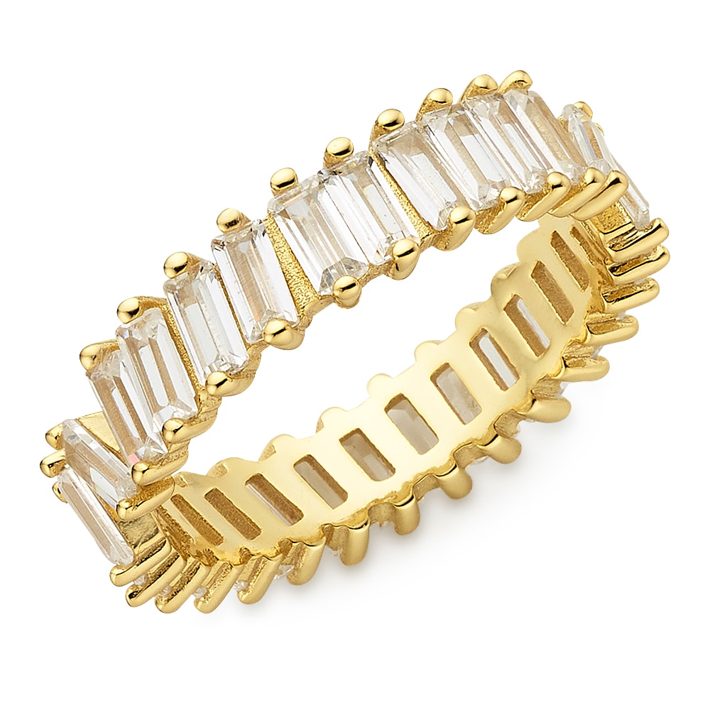 Fingerring FIRETTI "Schmuck, Geschenk, Silberring gelbgoldfarben vergoldet" Gr. 54, gelbgoldfarben, kristallweiß, Fingerringe, Damen, 54, Silber 925 (Sterlingsilber), 5,3mm, Fingerring, mit Zirkonia (synth.)
