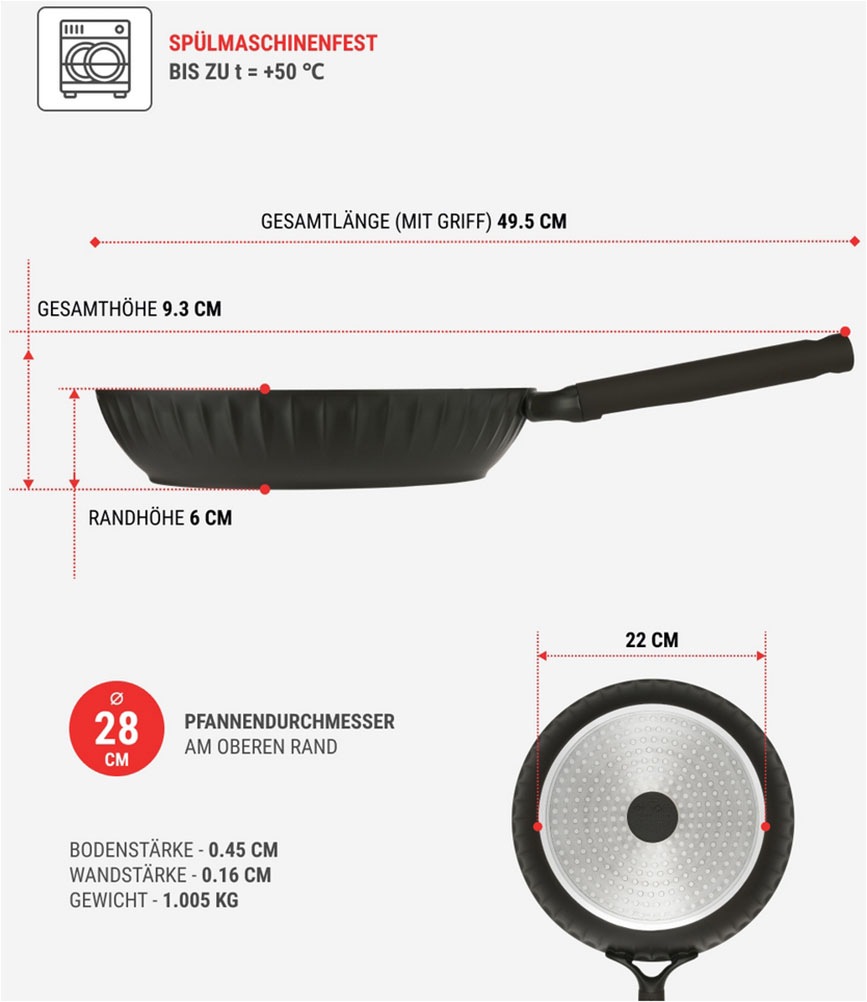 RESTO Kitchenware Bratpfanne »Ascella, antihaftbeschichtet und spülmaschinenfest«, Aluminiumguss, (1 tlg.), Induktion, für alle Herdarten geeignet