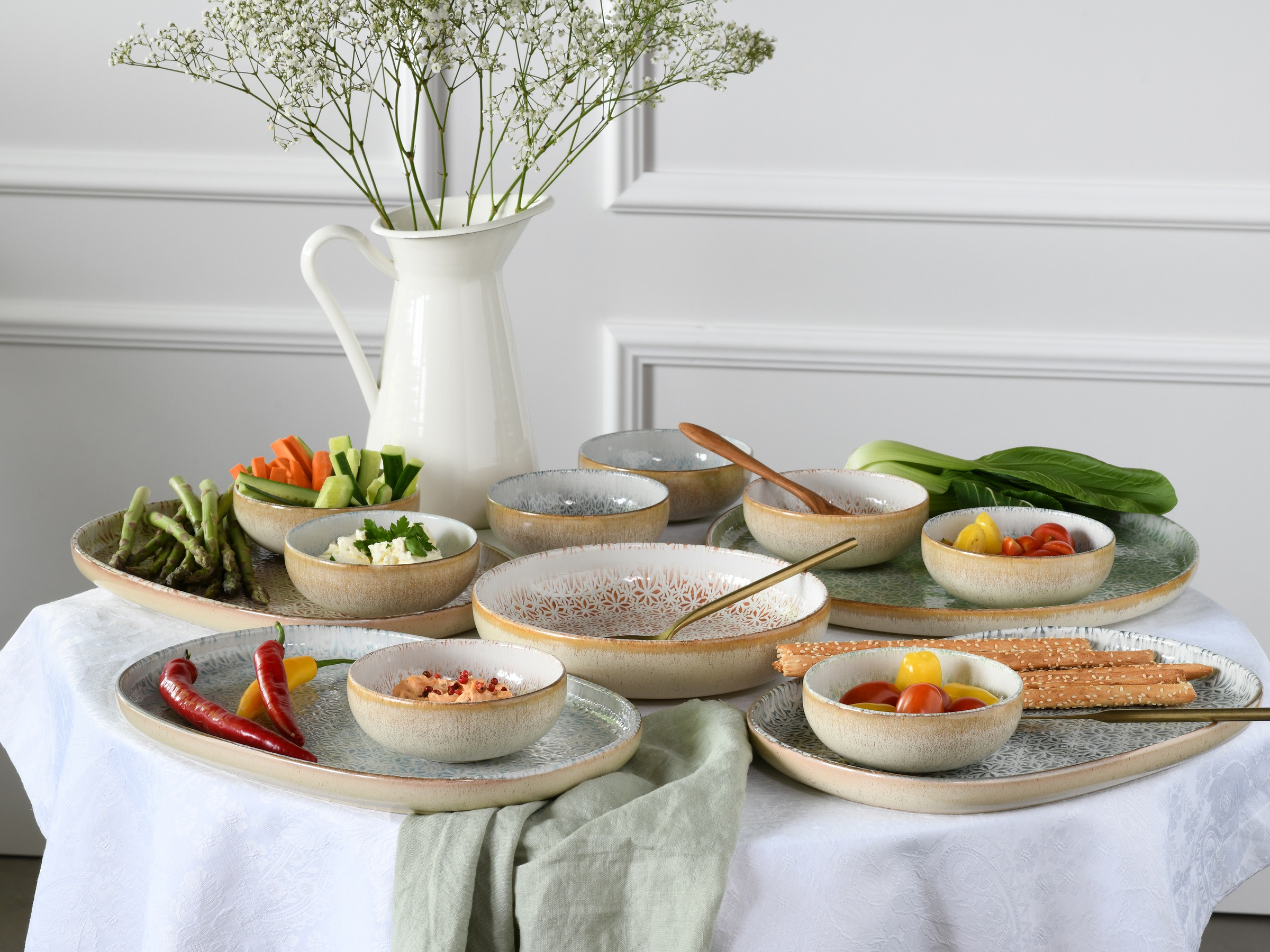 CreaTable Teller-Set »Uno Emiliana, Tellerset 12-tlg«, (Set, 12 tlg.), Shabby Look, Vintage Style