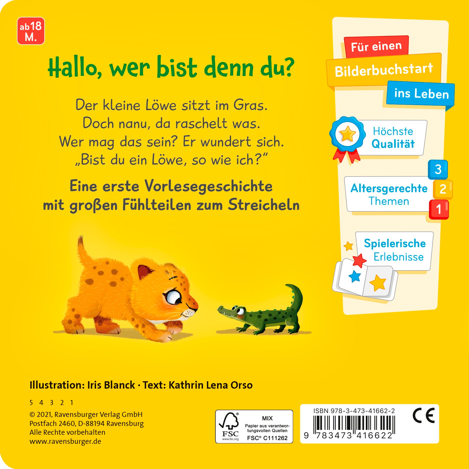 Ravensburger Buch »Pappbilderbuch, Mein erstes Vorlese-Fühlbuch: Bist du ein Löwe?«