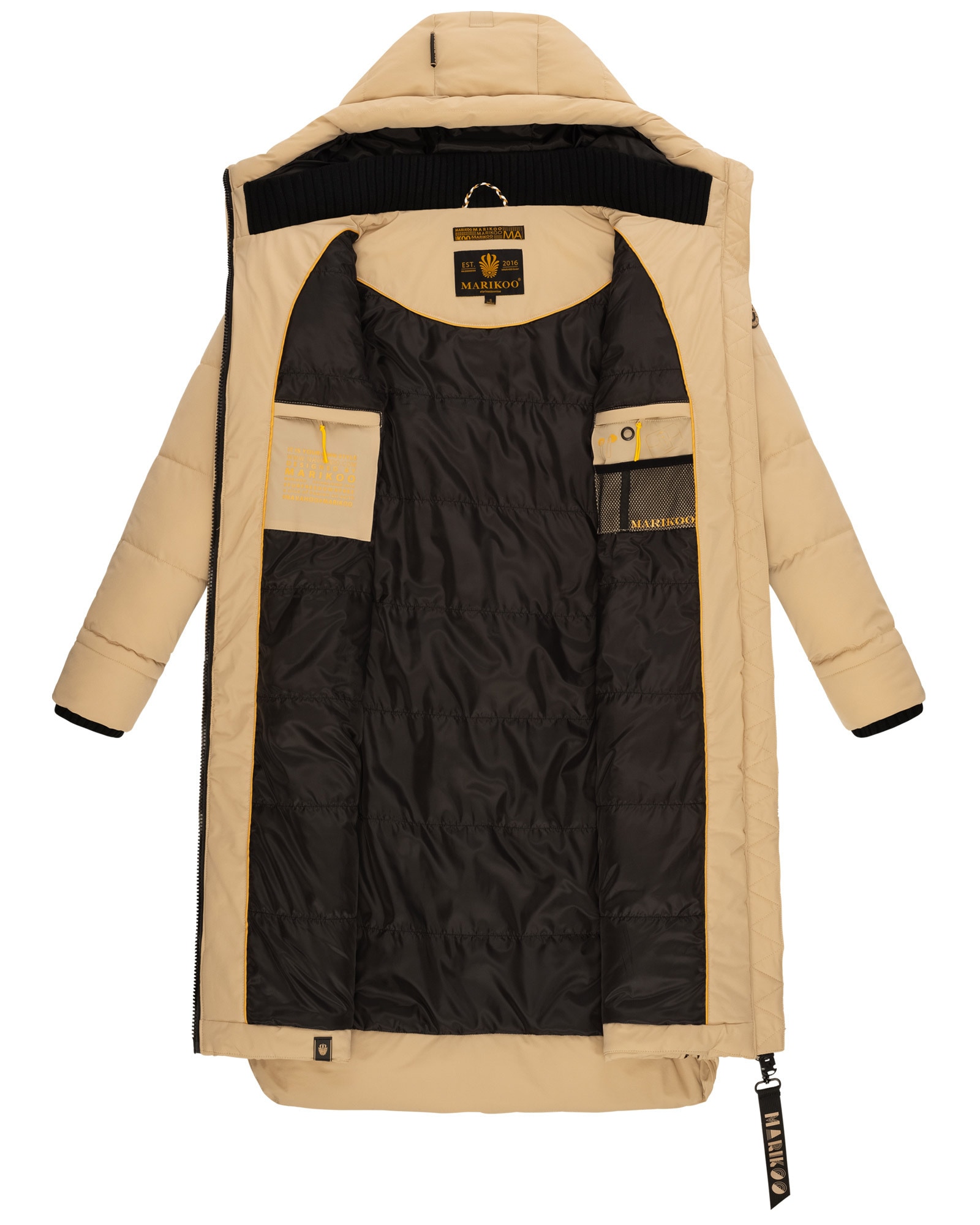 Marikoo Winterjacke »Benikoo«, mit Kapuze, langer Winter Mantel gesteppt