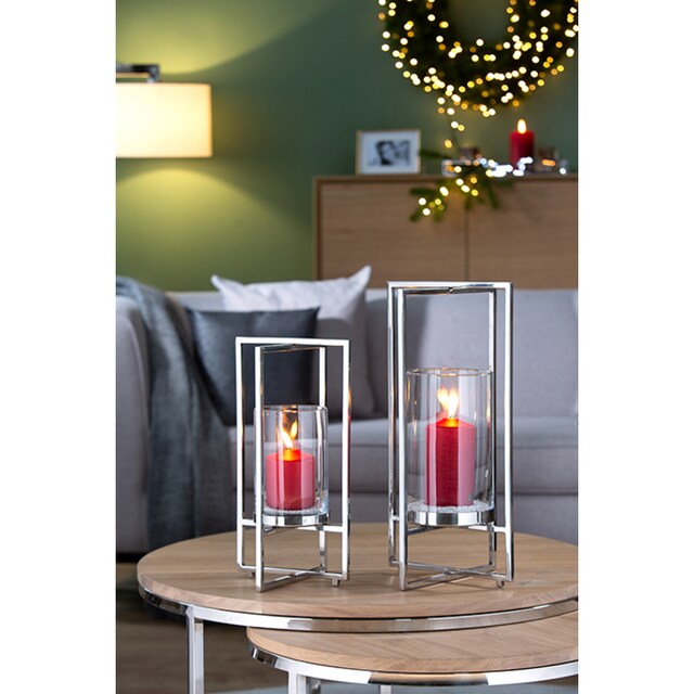Fink Windlicht »NORMAN, Weihnachtsdeko«, (1 St.), aus Edelstahl und Glas, 1-flammig  kaufen | BAUR