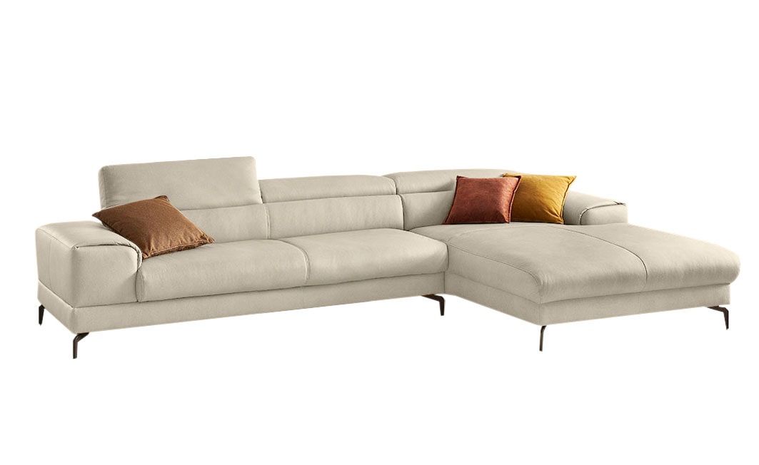 W.SCHILLIG Ecksofa »piedroo, Designsofa mit tollem Sitzkomfort, bequem und elegant, L-Form«, Kopfteilverstellung, wahlweise mit Sitztiefenverstellung, Breite 343cm