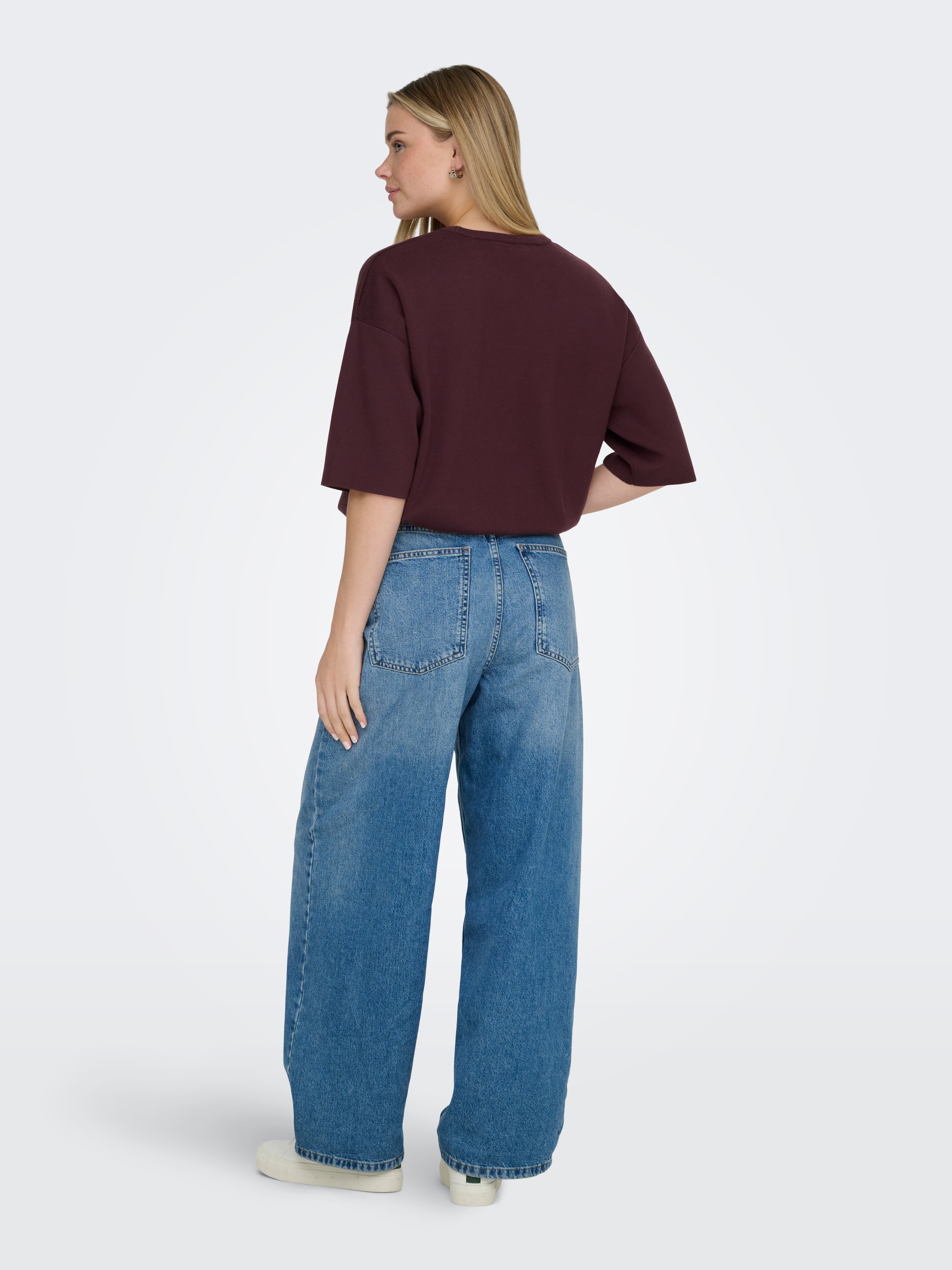 ONLY Kurzarmpullover »ONLSITERI SS LOOSE TIE O-NECK TOP CC KNT«