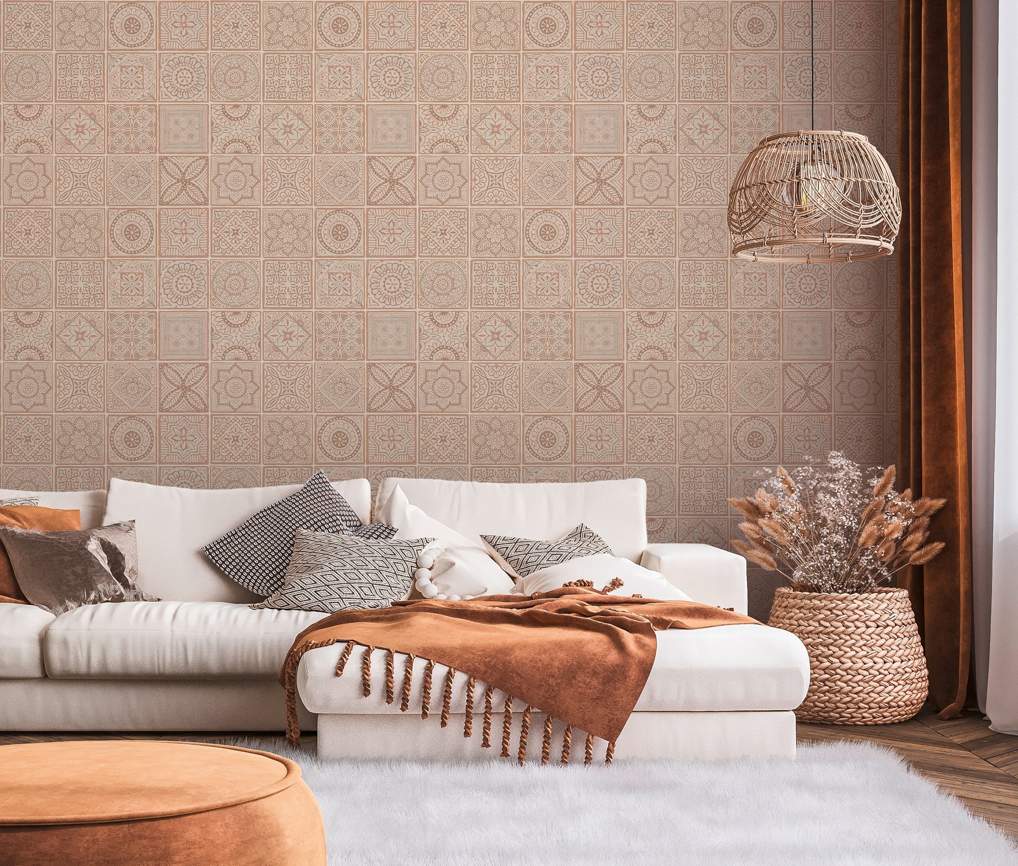 A.S. Création Vliestapete »Terra Tapete Vintage Fliesen«, matt-gemustert-neutral, Fliesen-Tapete Fliesenoptik Patchwork strukturiert Glitzer Tapeten