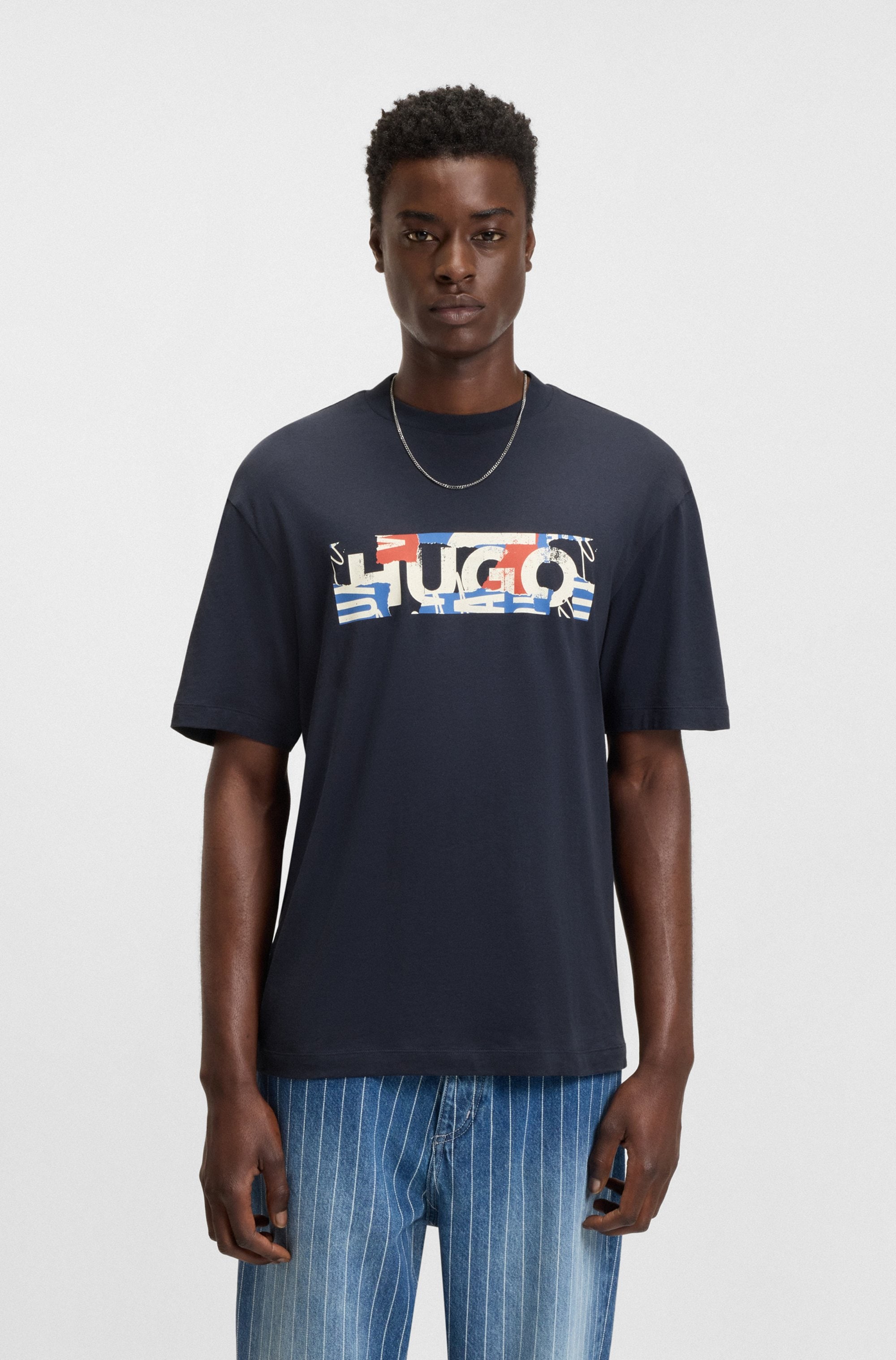 HUGO Blue T-Shirt "Nugix", mit grafischem Logo-Druck günstig online kaufen