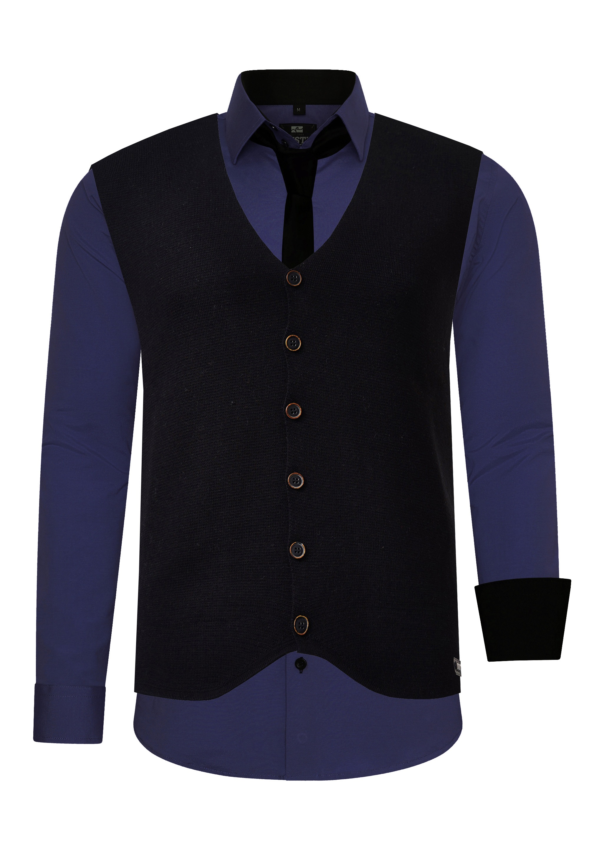 Rusty Neal Langarmhemd mit Weste und Krawatte günstig online kaufen