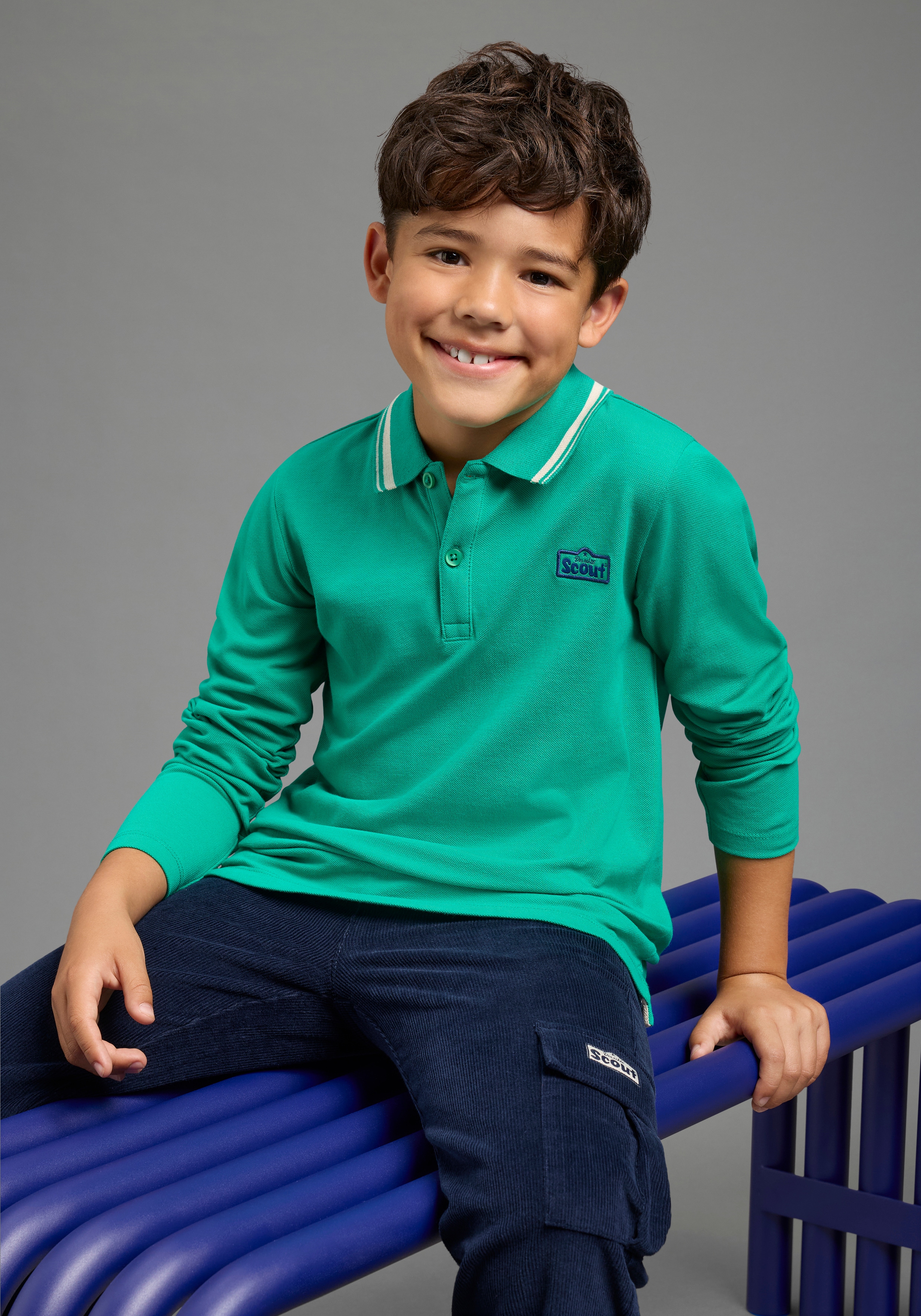 Scout Poloshirt "Polo-Piqué Shirt mit Badge - NEU von SCOUT" Piqué Shirt mit kontrastfarbigen Ringel im Kragen und Seitenschlitzen
