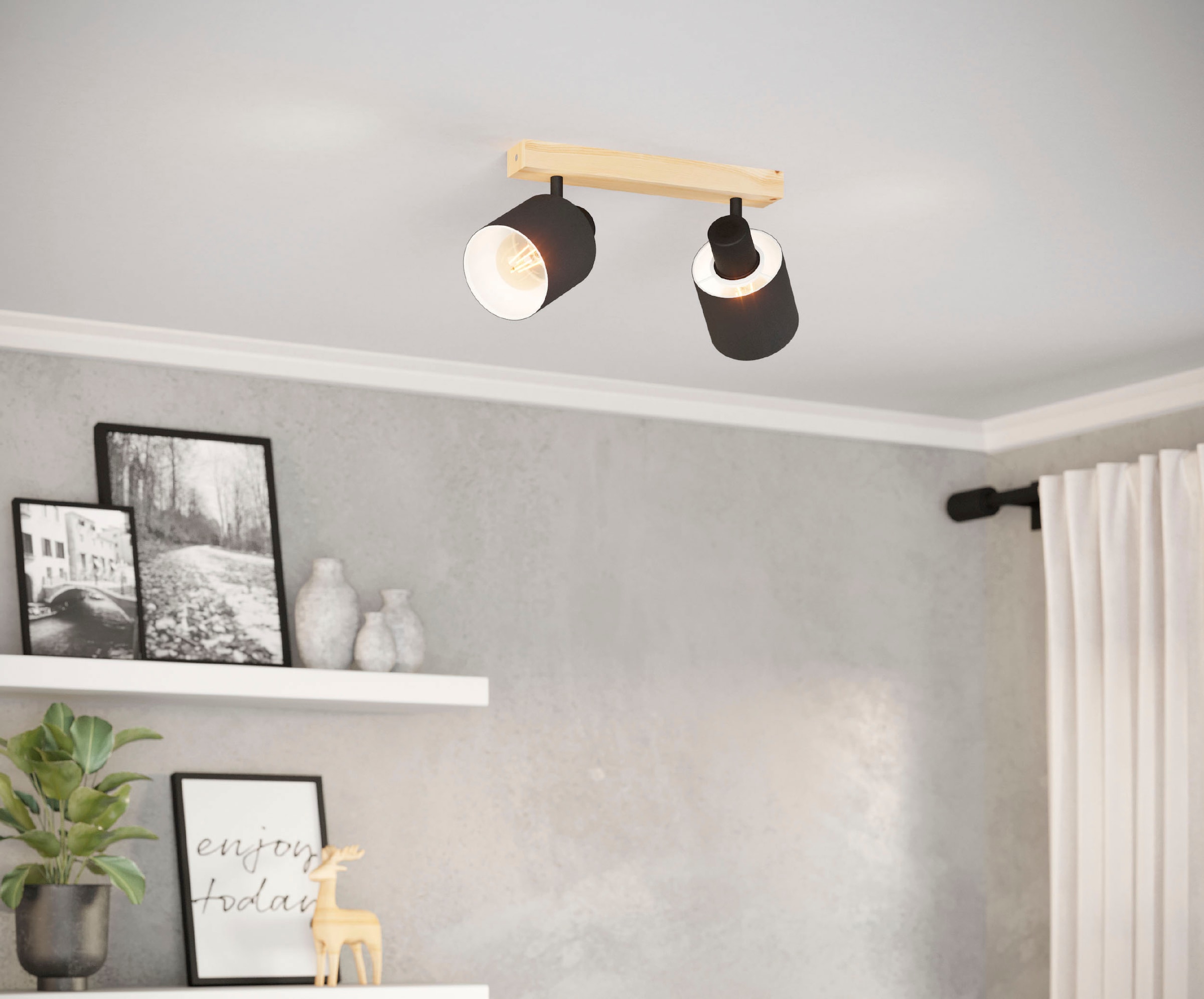 EGLO Deckenspot »BATALLAS«, Leuchtmittel E27 | Leuchtmittel wechselbar-ohne Leuchtmittel, Deckenstrahler skandi, Wohnzimmerlampe, Schlafzimmerlampe, Spots E27