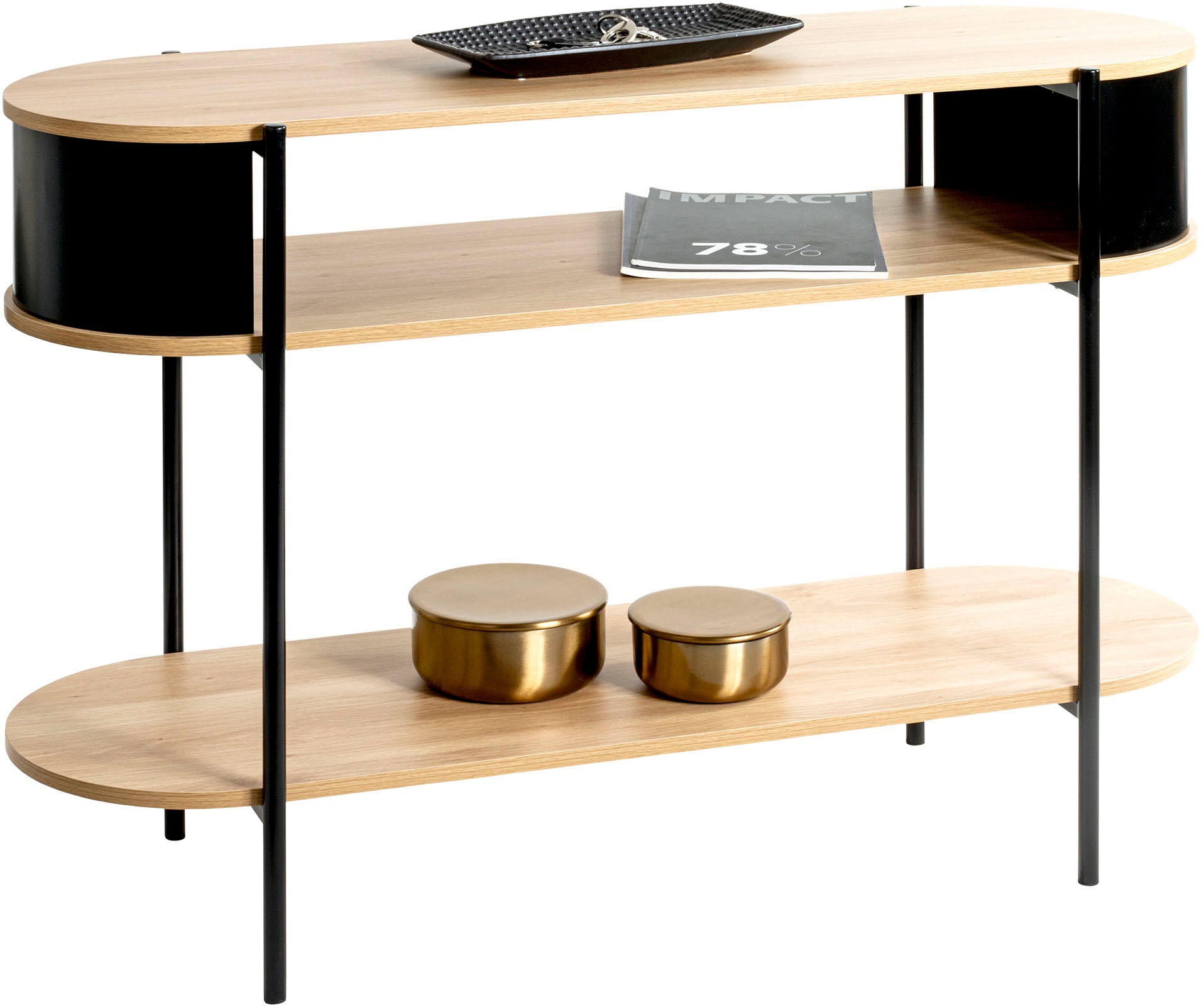 HAKU Konsolentisch "Beistelltisch" 1 Stk. tlg. oval - aus MDF Braun B/T/H 110/39/76 cm