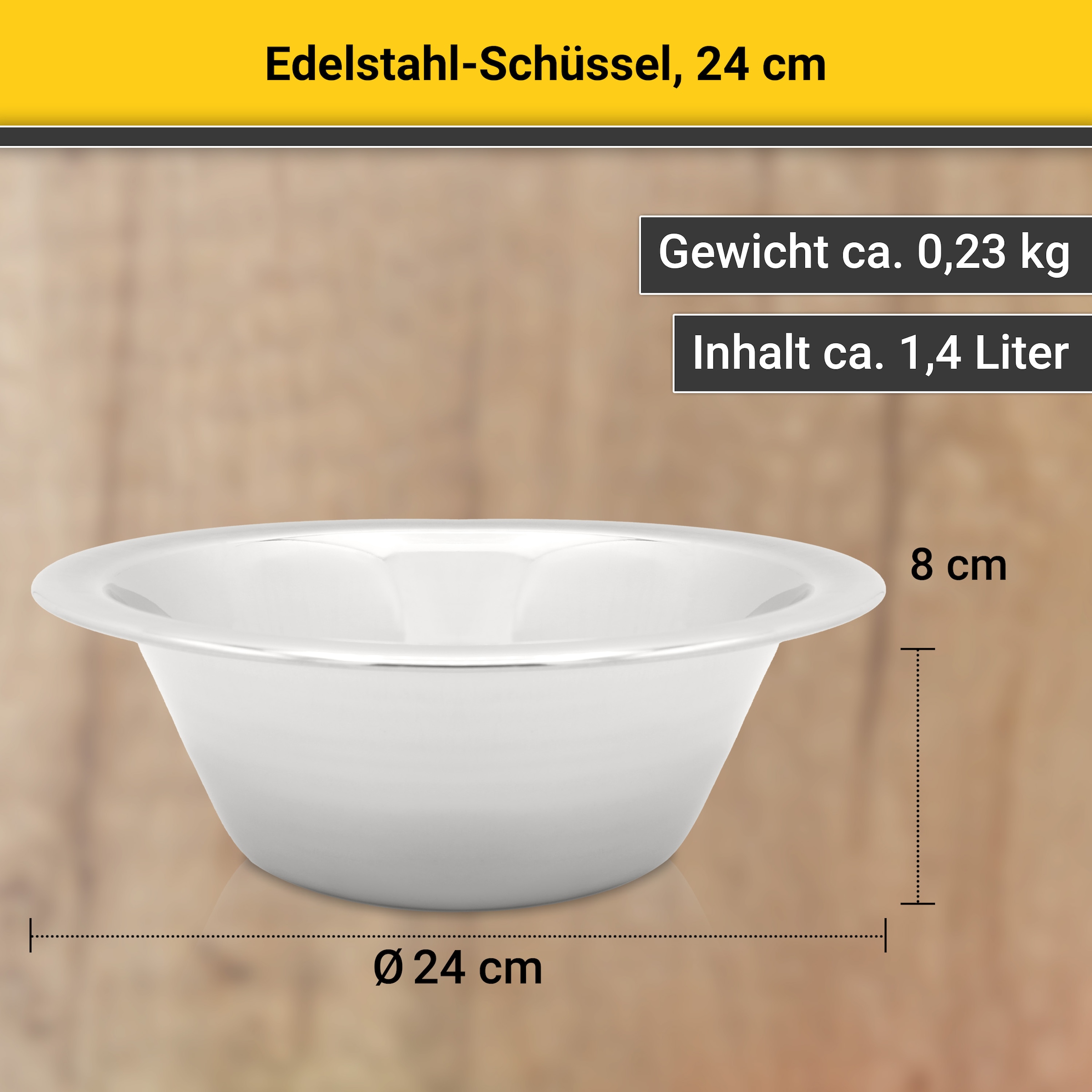 Krüger Schüssel »Edelstahl-Schüssel« 1 Stk. aus Edelstahl rostfrei, geschmacksneutral, robust, hygienisch