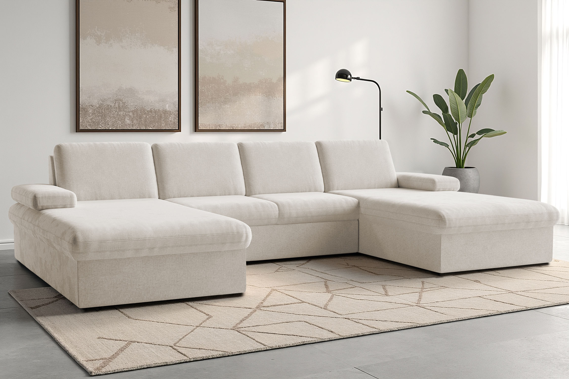 sit&more Wohnlandschaft "Moreno U-Form, B: 309 cm" mit Armteilverstellung, optional Schlaffunktion