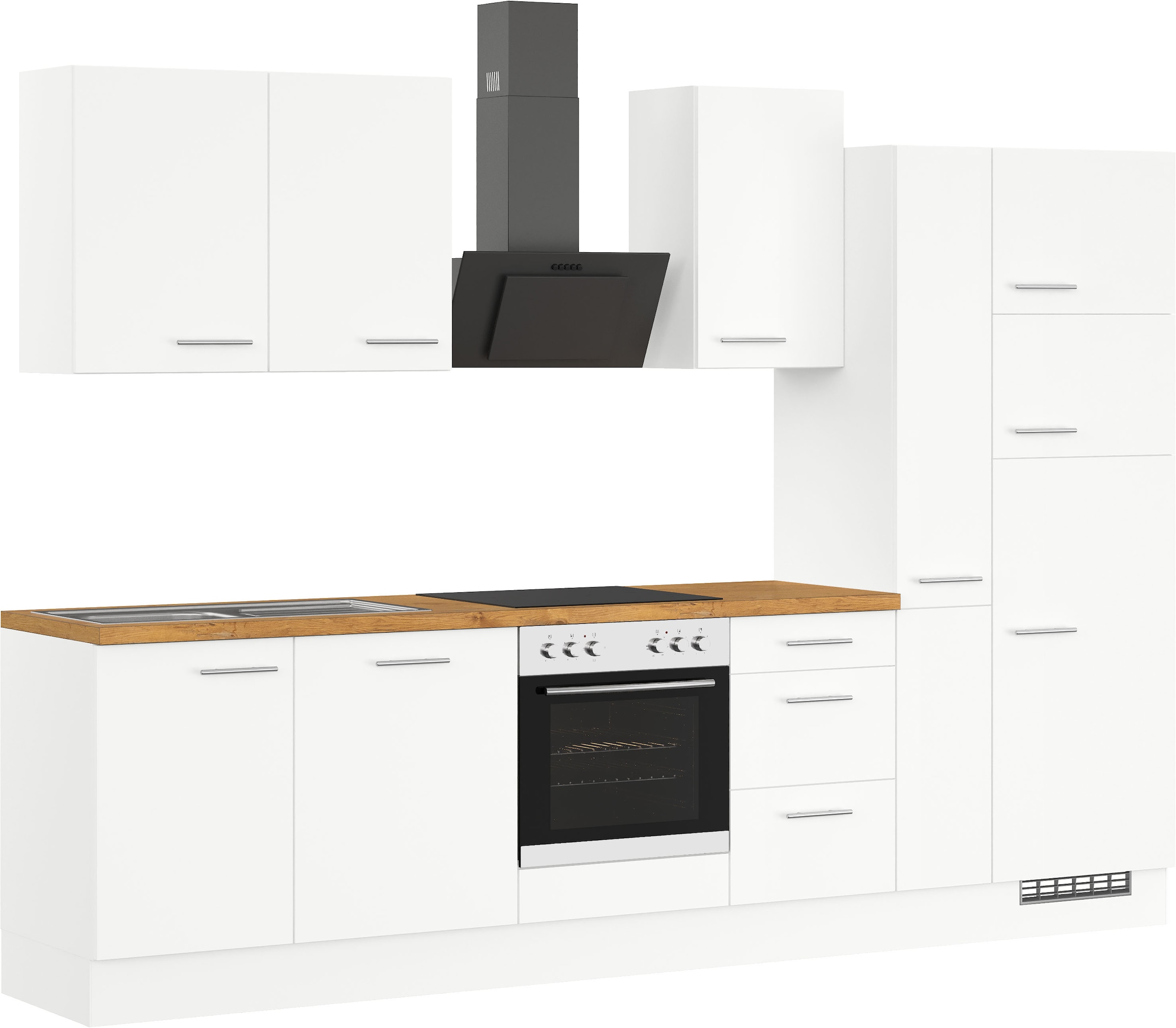 IMPULS KÜCHEN Küchenzeile »"Valencia", Ausrichtung wählbar, Schubkästen mit Soft-Close,«, vormontiert, wahlweise mit E-Geräten, Breite 310 cm