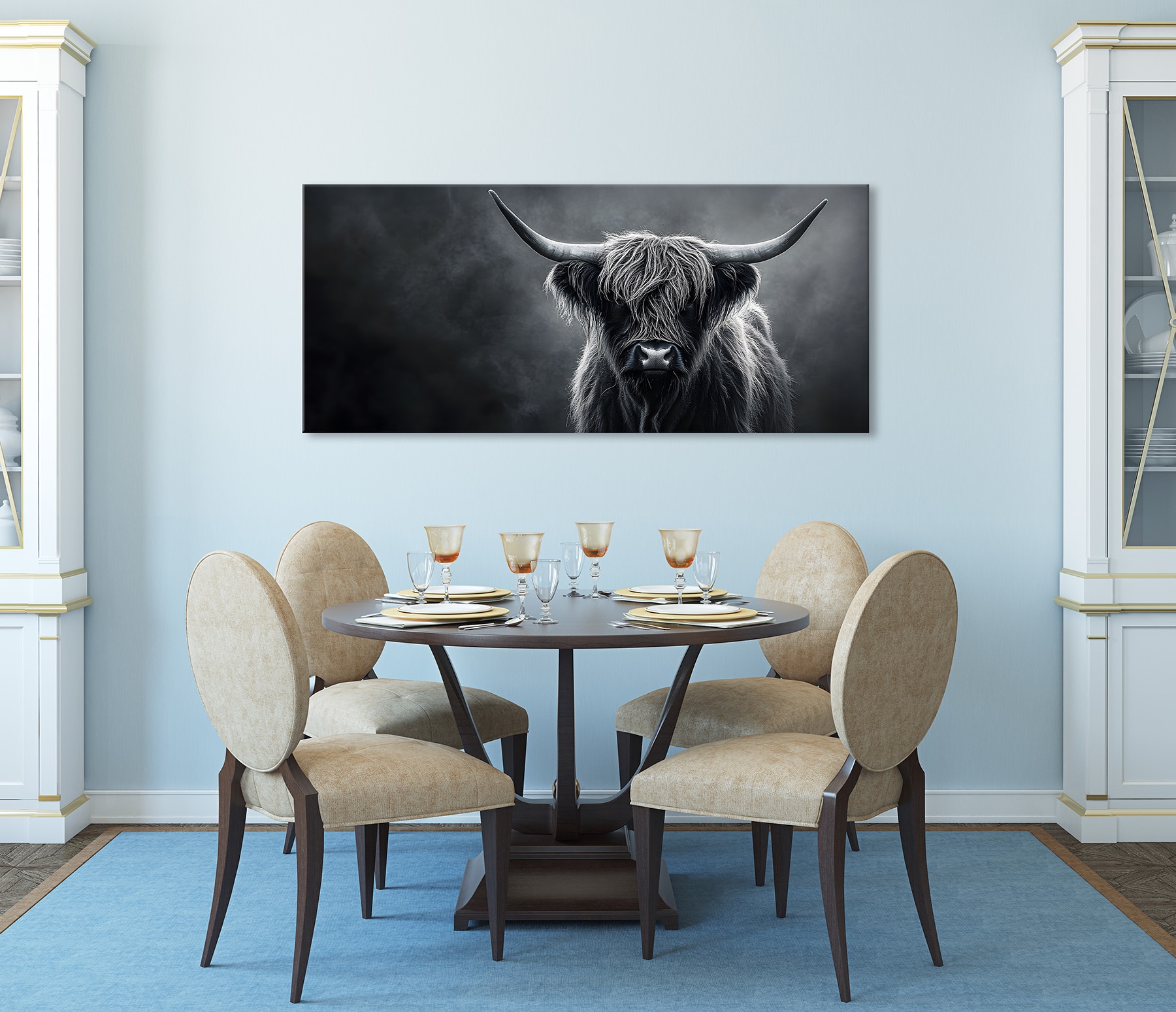 Bönninghoff Leinwandbild »Wandbild HOCHLANDRIND XXL 60x140 cm – Leinwandbild Keilrahmen Deko« Hochlandrind | Kuh | Kuhbilder 1 Stk. tlg. auf Keilrahmen gespannt
