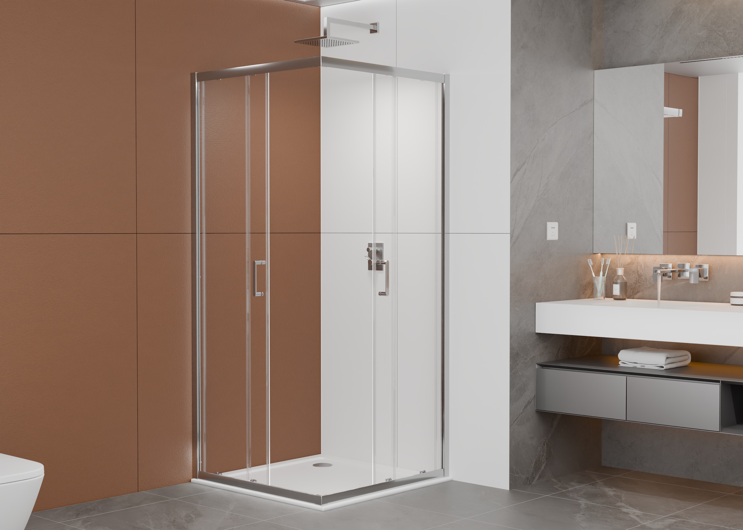 welltime Eckdusche »New Trento« Extrahohe 195cm, verbessertes Rollensystem