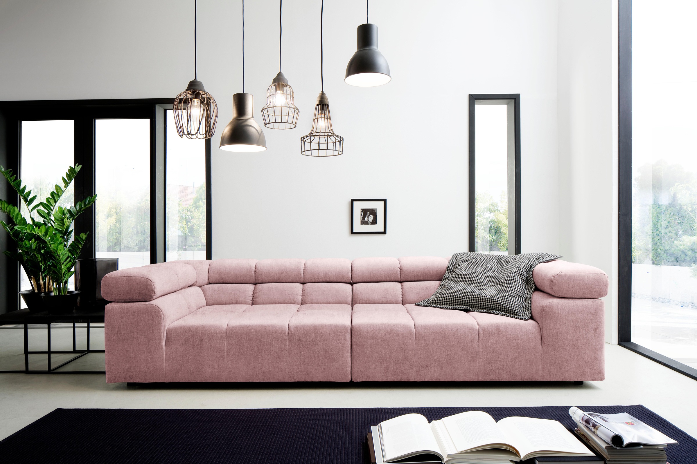 Home affaire Big-Sofa "Ancona B/T/H: 290/110/70 cm" auffällige Steppung, in günstig online kaufen