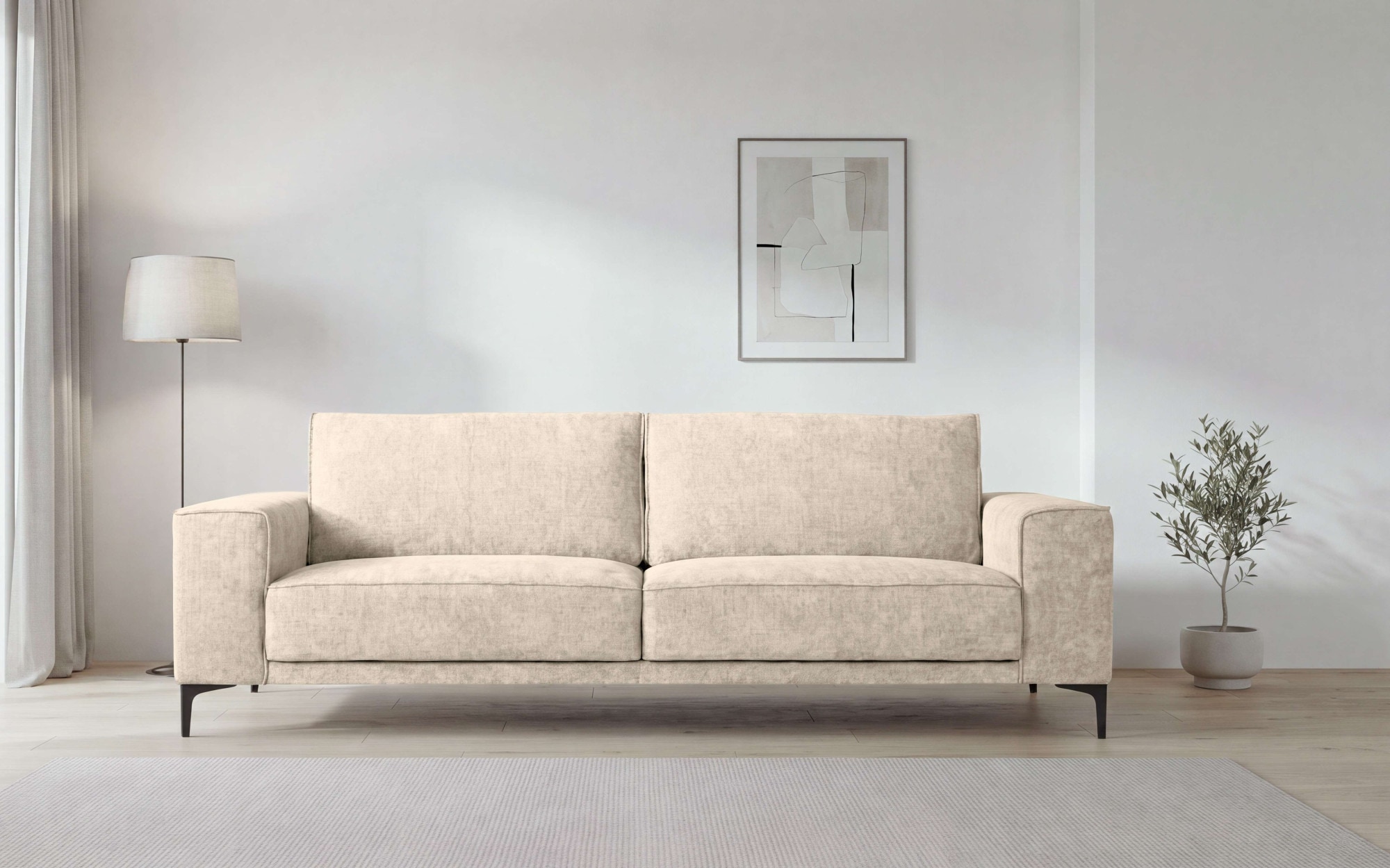OTTO home 3-Sitzer »OLAND, B: 224 cm - Skandi-Design, Chenille-Bezug« Struktur, Flachgewebe, Luxus-Microfaser, Boucle