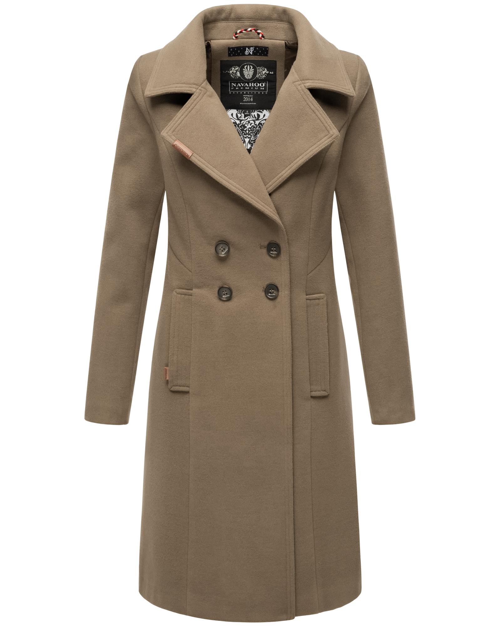 Navahoo Wintermantel "Wooly", edler Damen Trenchcoat in Wollmantel-Optik