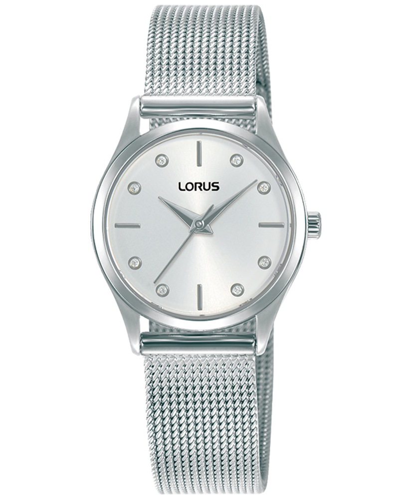 LORUS Quarzuhr Armbanduhr, Damenuhr, Edelstahlarmband, analog, Glassteine